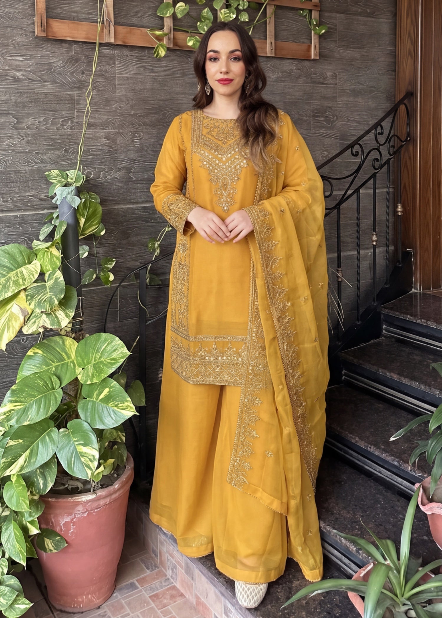 chiffon Sharara in Mustard