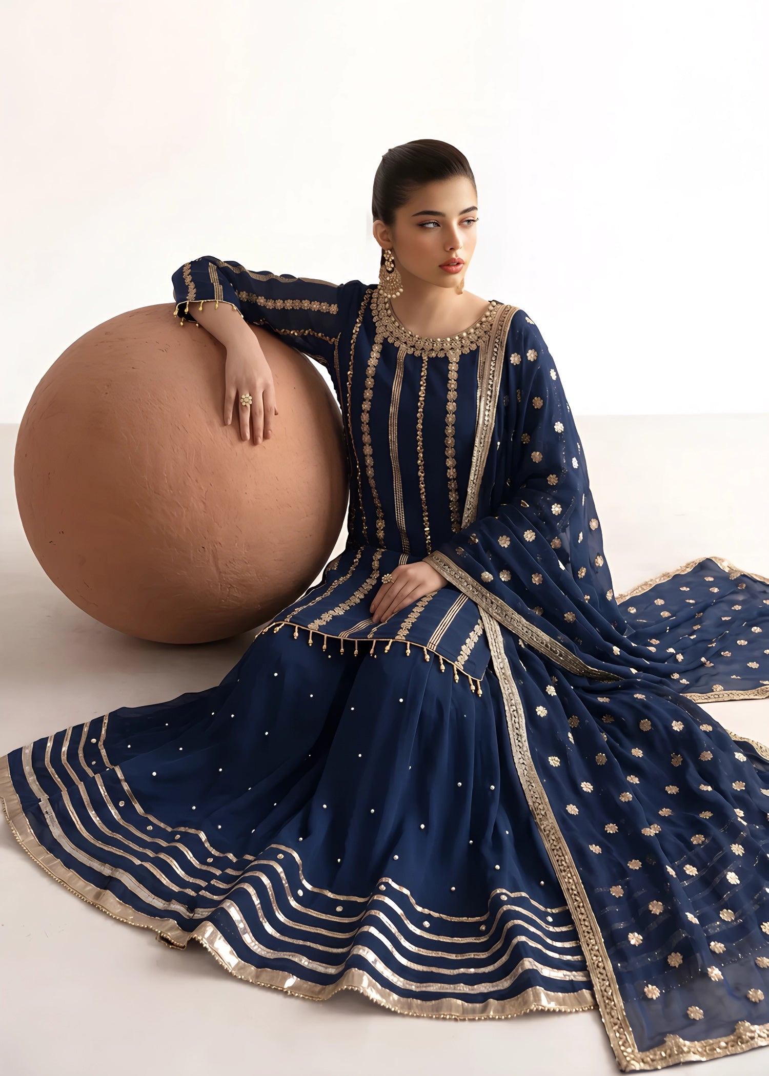 chiffon Sharara in Cobalt blue