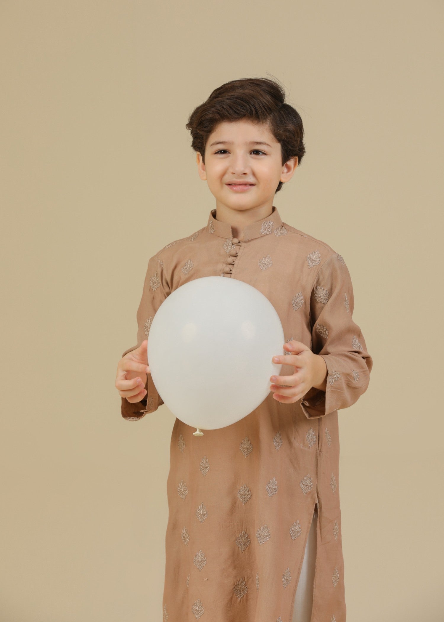 raw silk Kurta Set in Sand brown