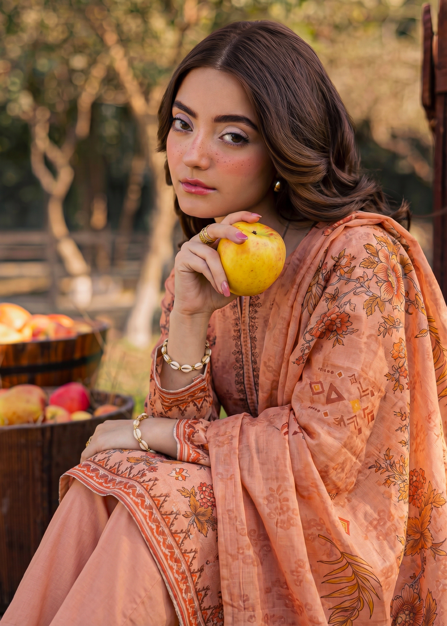karandi Unstitched in Peach pink