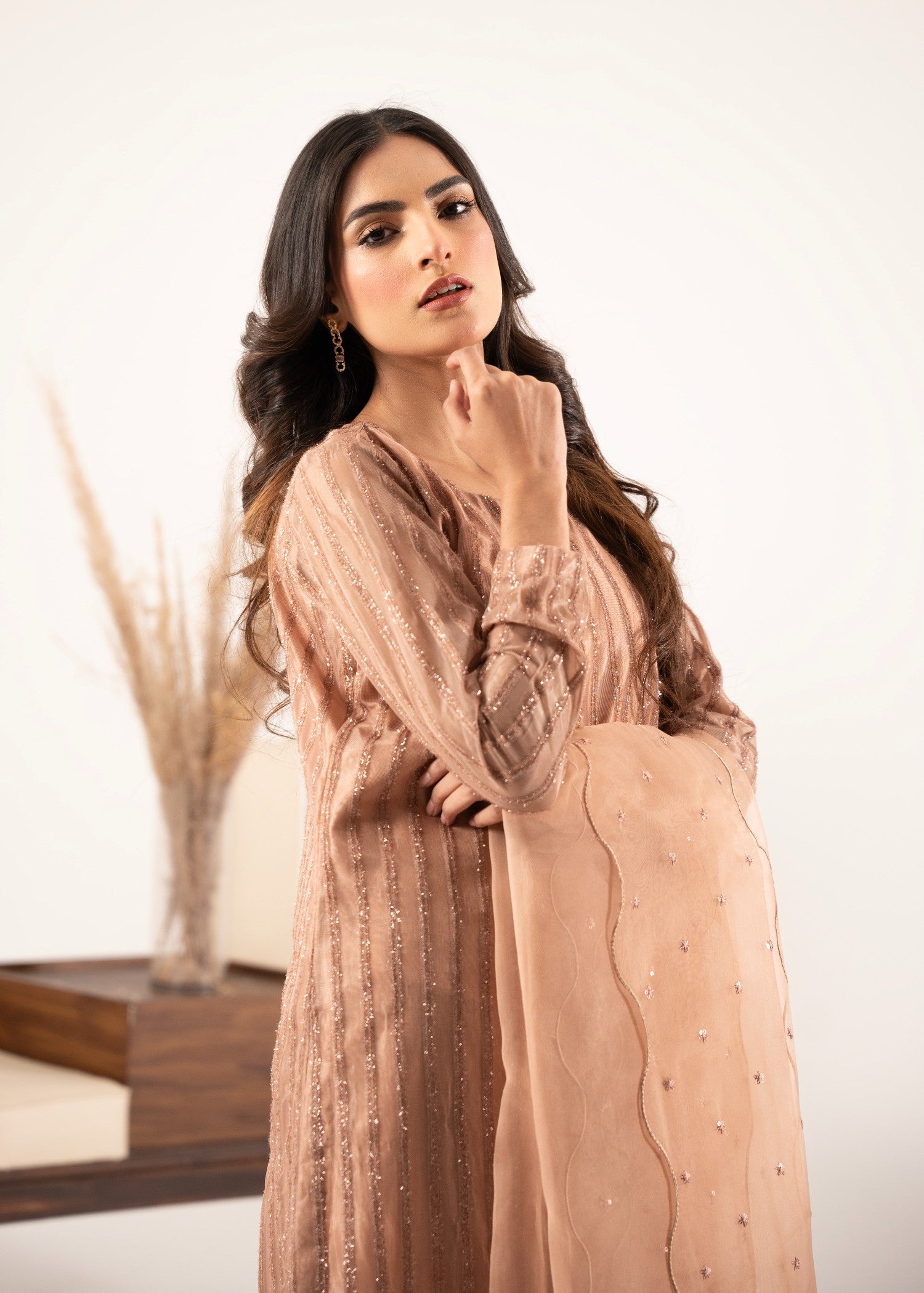 moonlight Kurta Set in Peach orange
