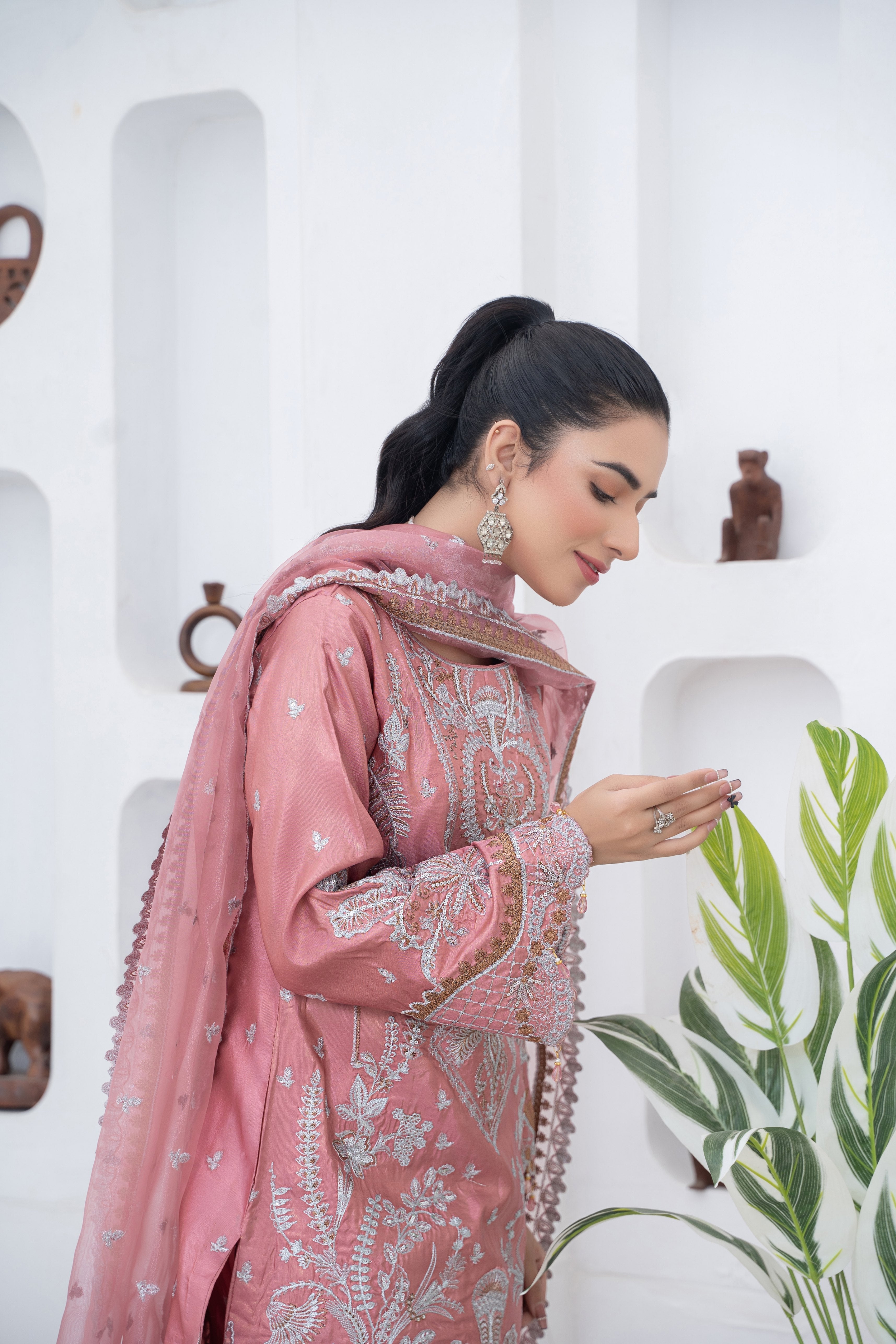 masuri Kurta Set in Salmon pink