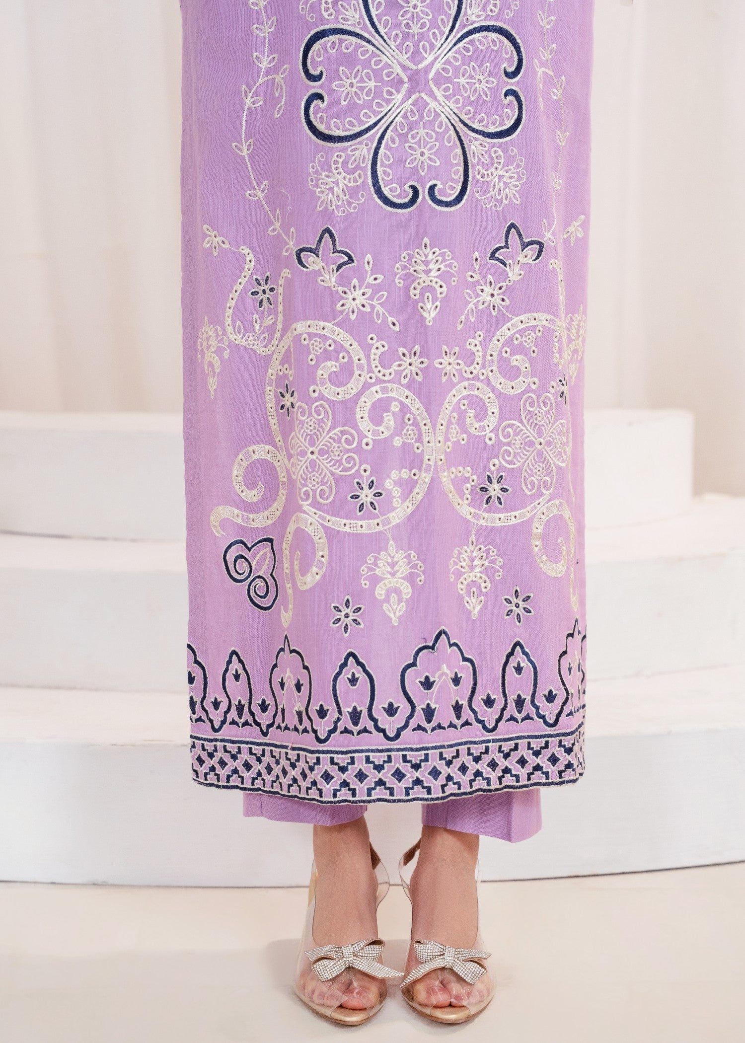 khaddar Kurta Set in Bright lavender