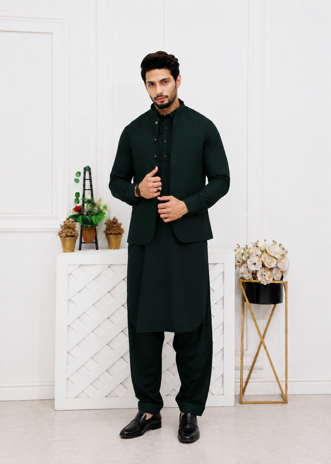 wash & wear Waistcoat in Green