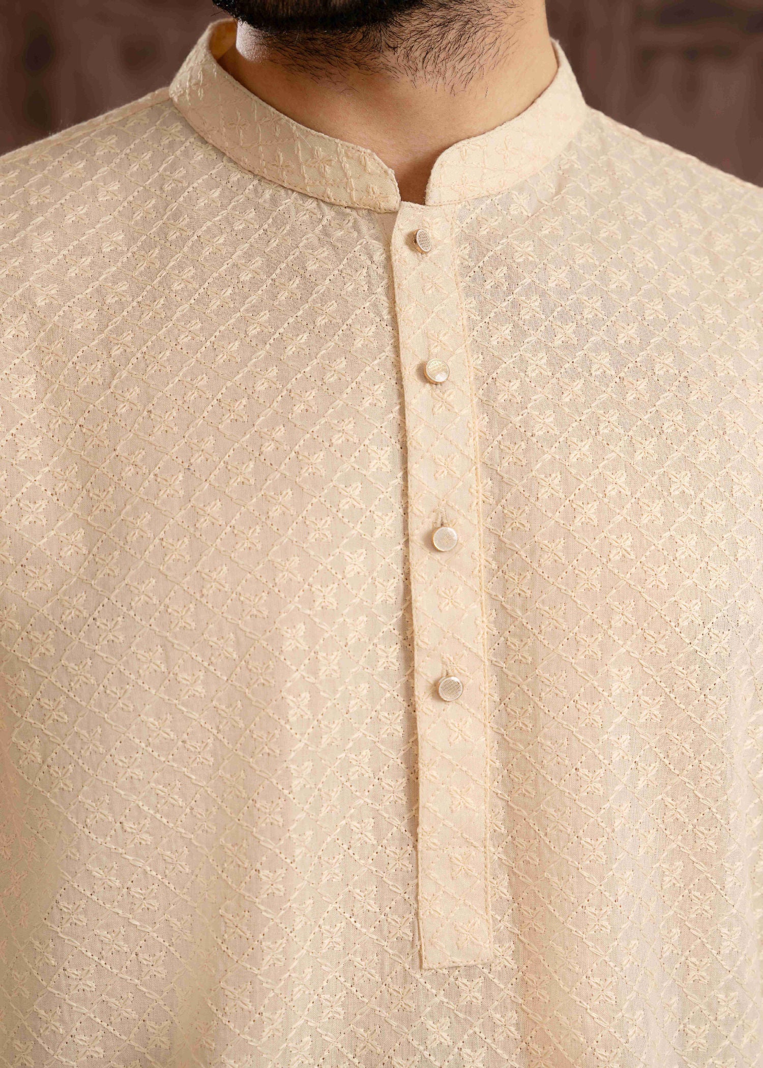 chikankari cotton Kurta in Cream