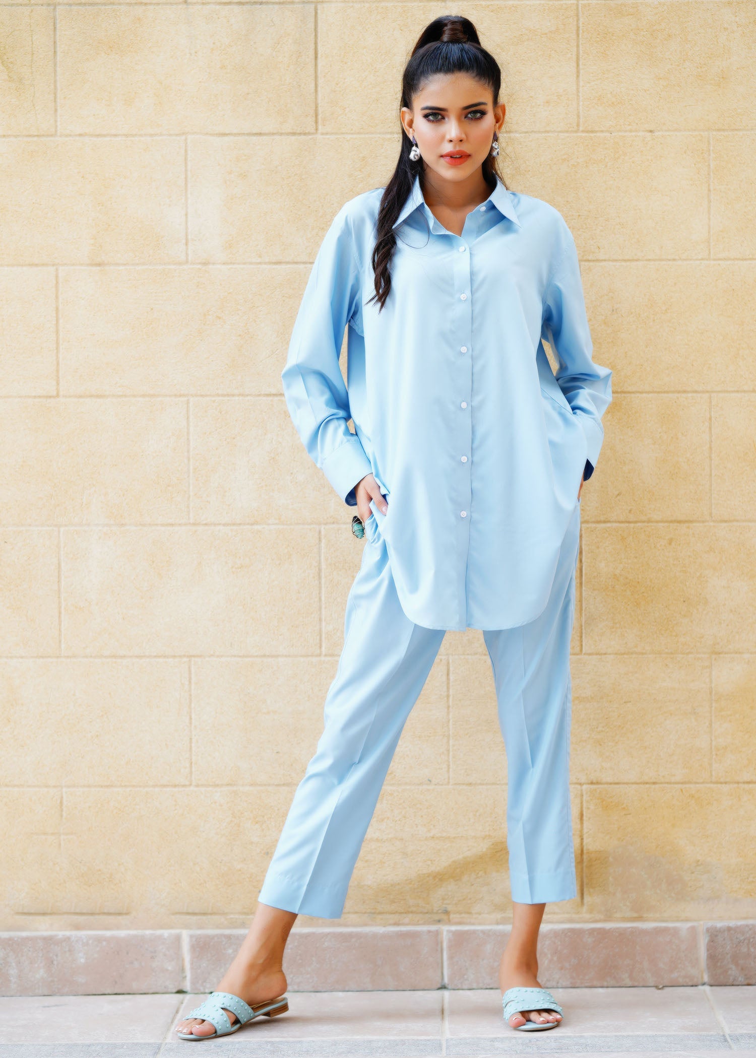 viscose Kurti in Sky blue