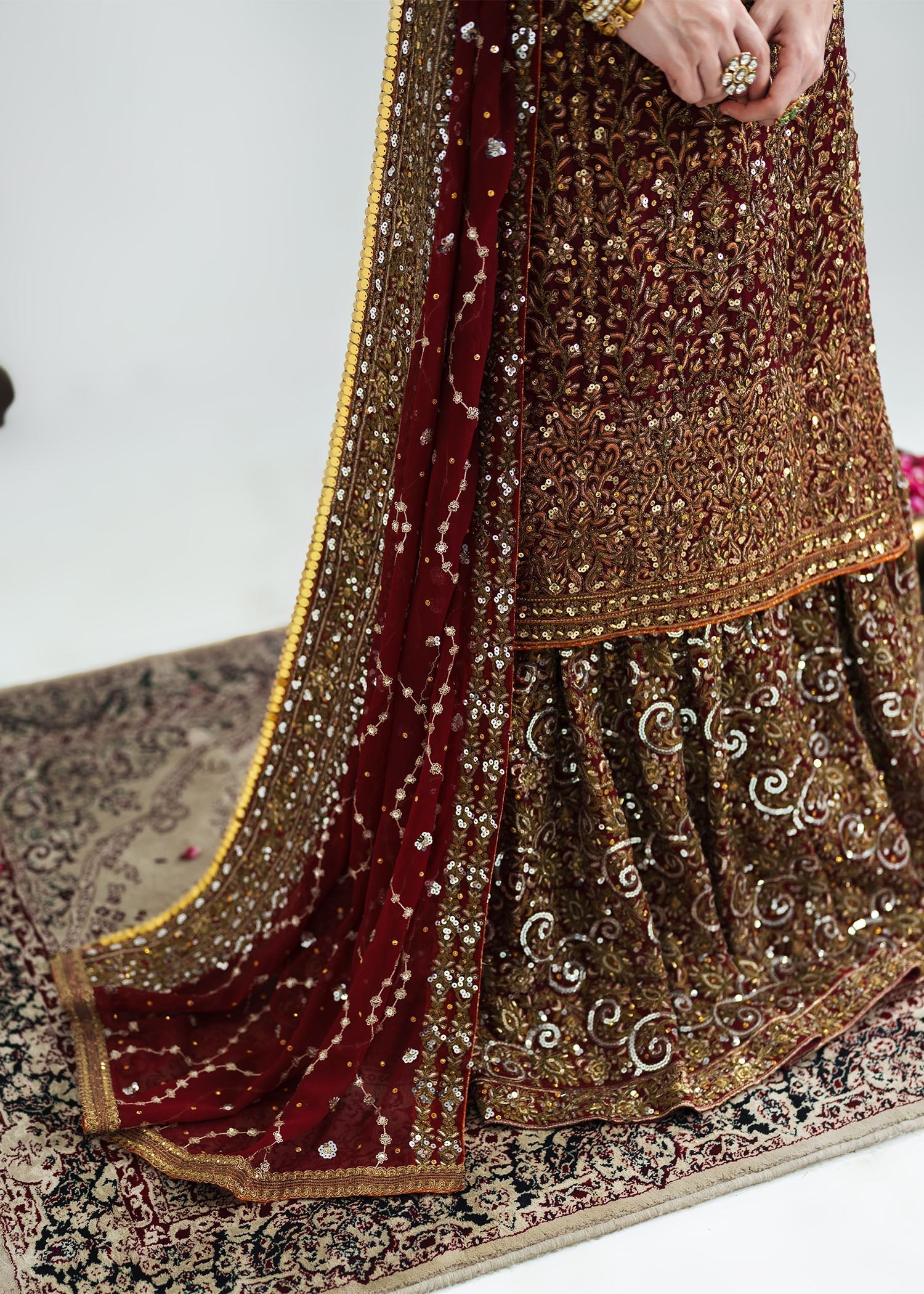 pk chiffon Lehenga in Red