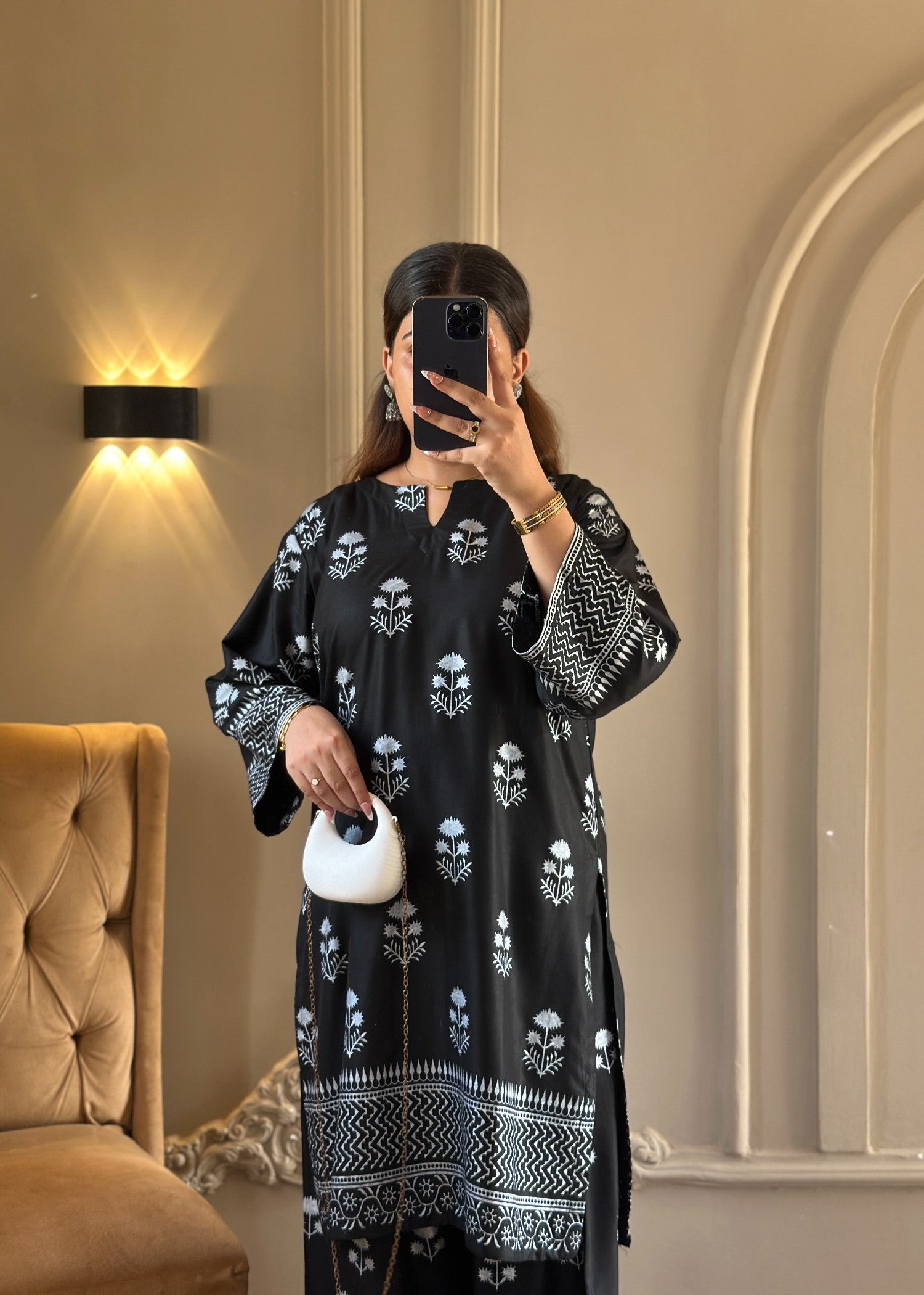 arabic lawn Co Ord Sets in Black