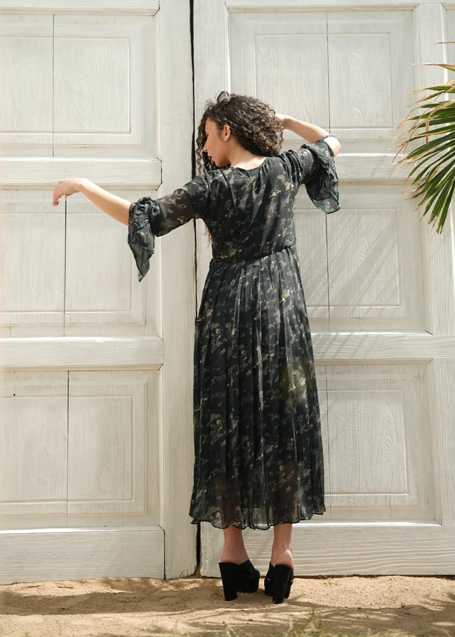 georgette chiffon Frock in Black