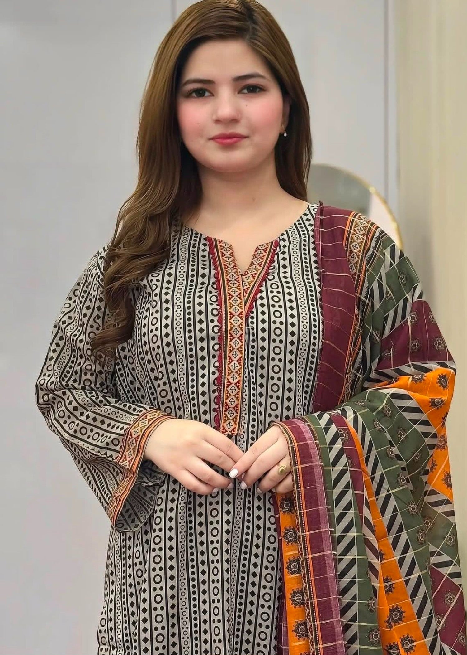 poly grip Kurta Set in Stone grey