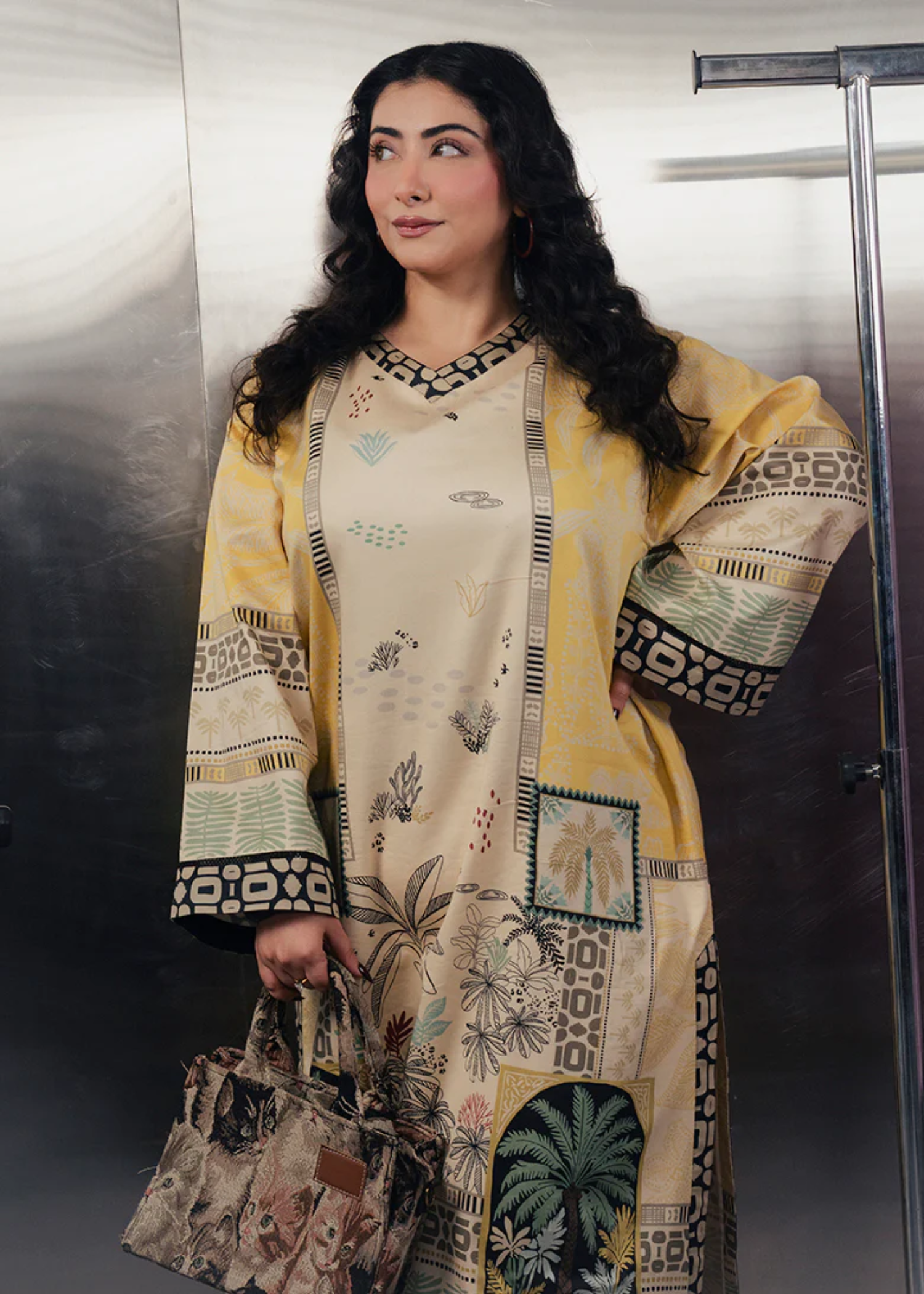 cotton satin Kurta Set in Mustard