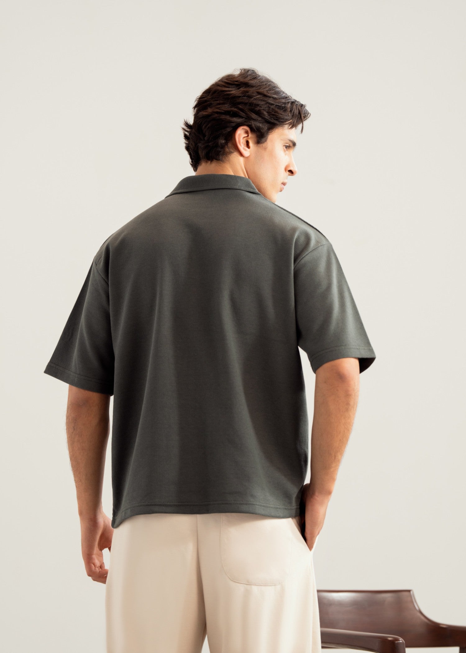 cotton Casual Shirt in Olive green