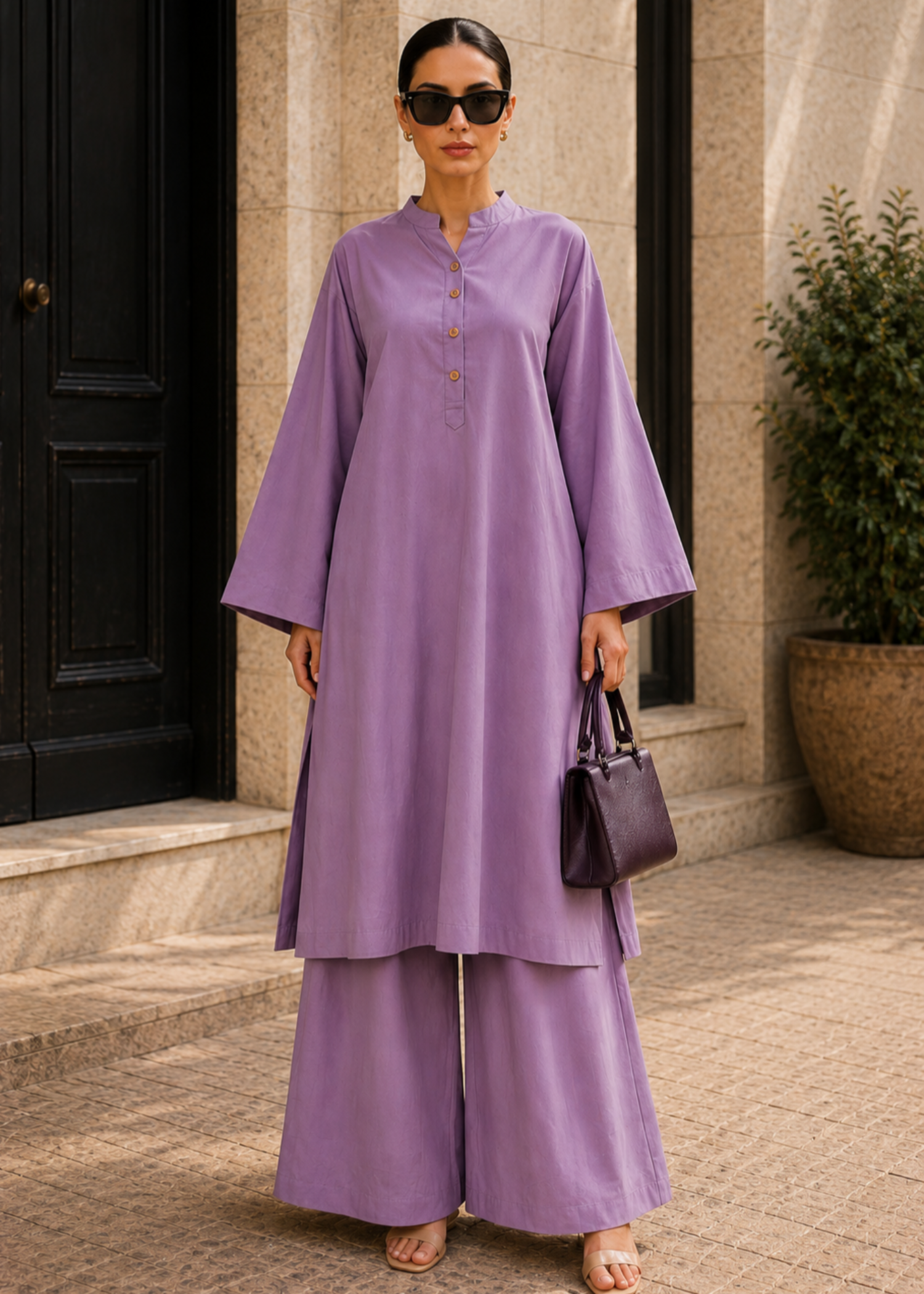 cotton Co Ord Sets in Mauve