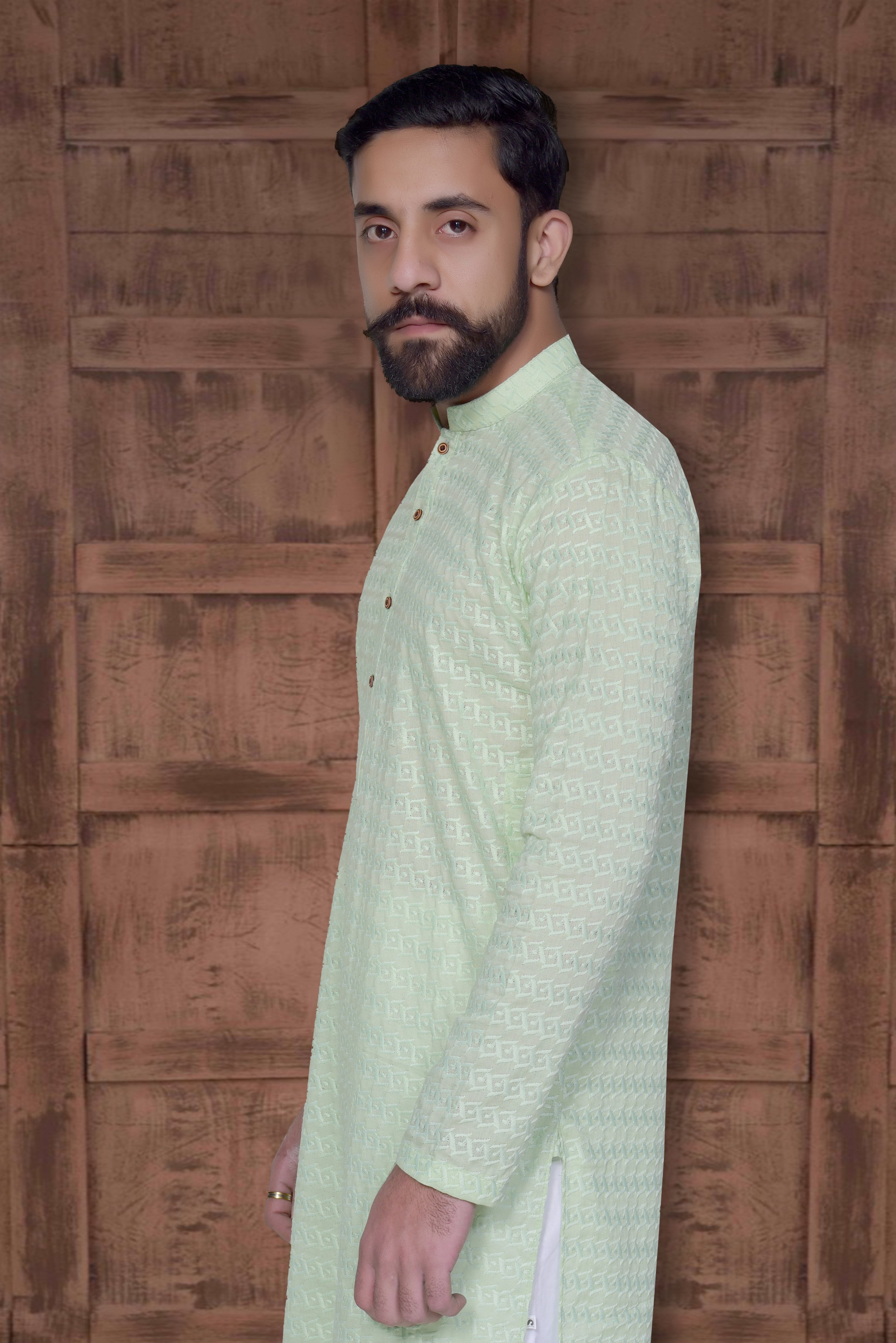 chikankari cotton Kurta in Mint green