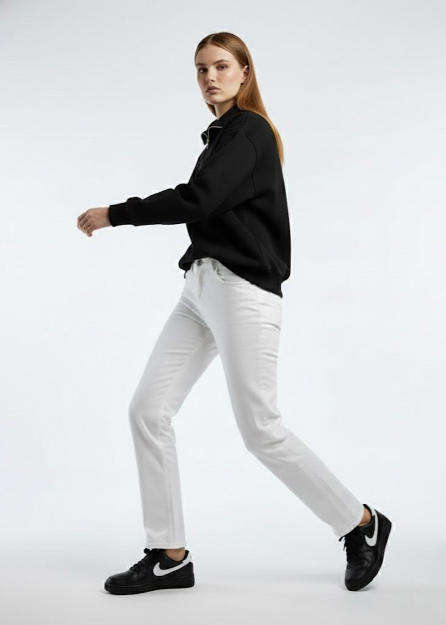cotton Sweatshirt in Black