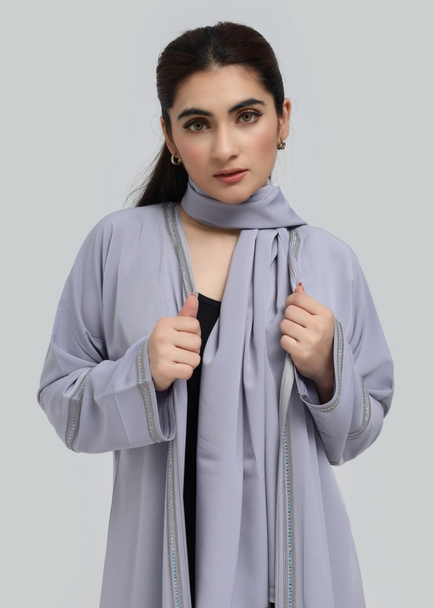 polyester Abaya in Cool grey