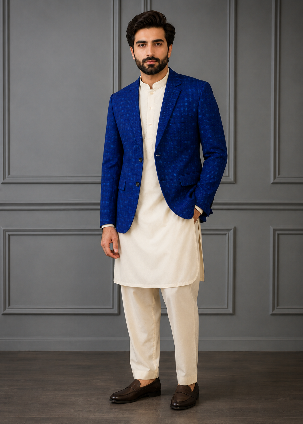 tropical Blazer in Royal blue