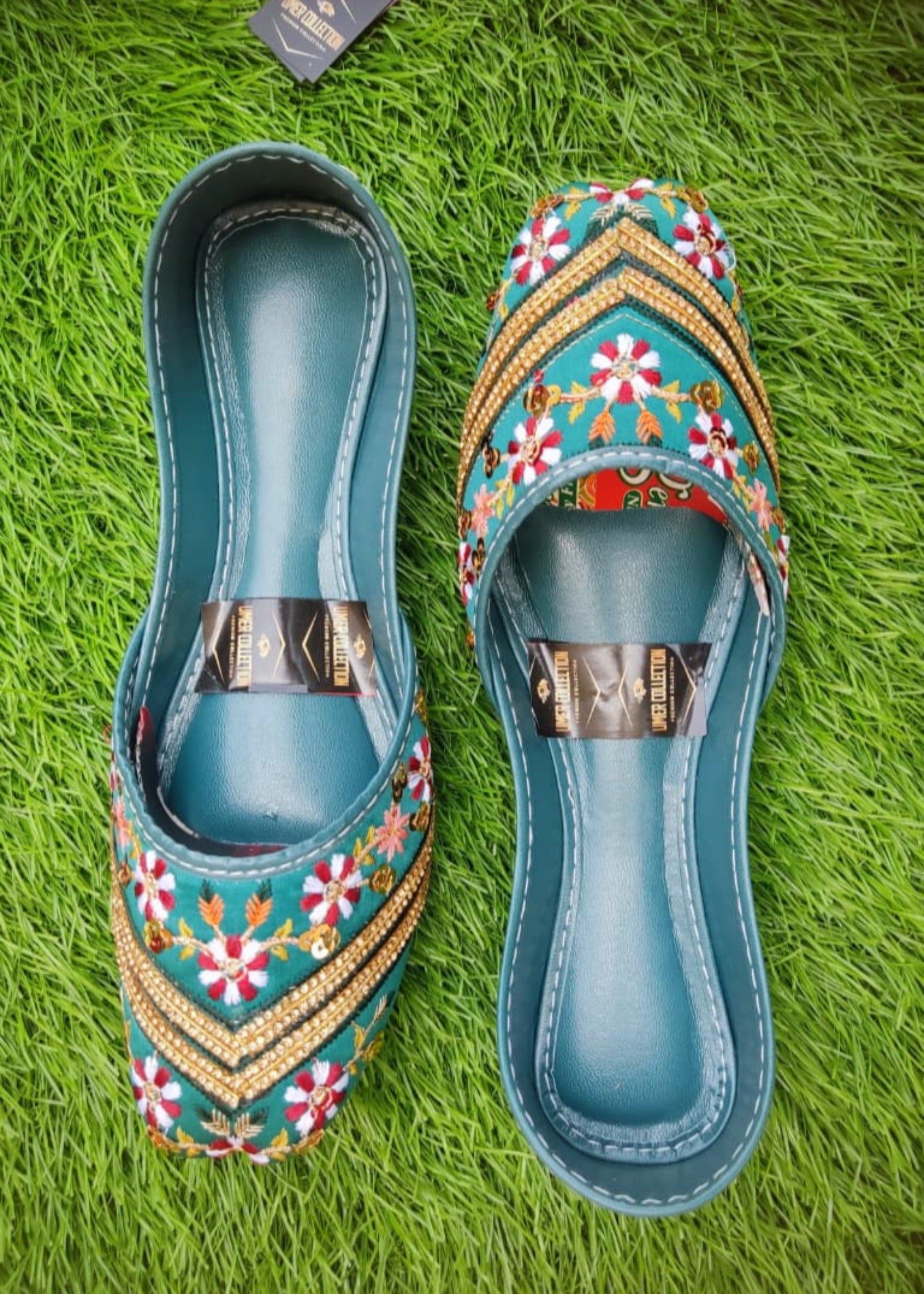 Khussa in Teal by - High Quality Women Khussa FON0971