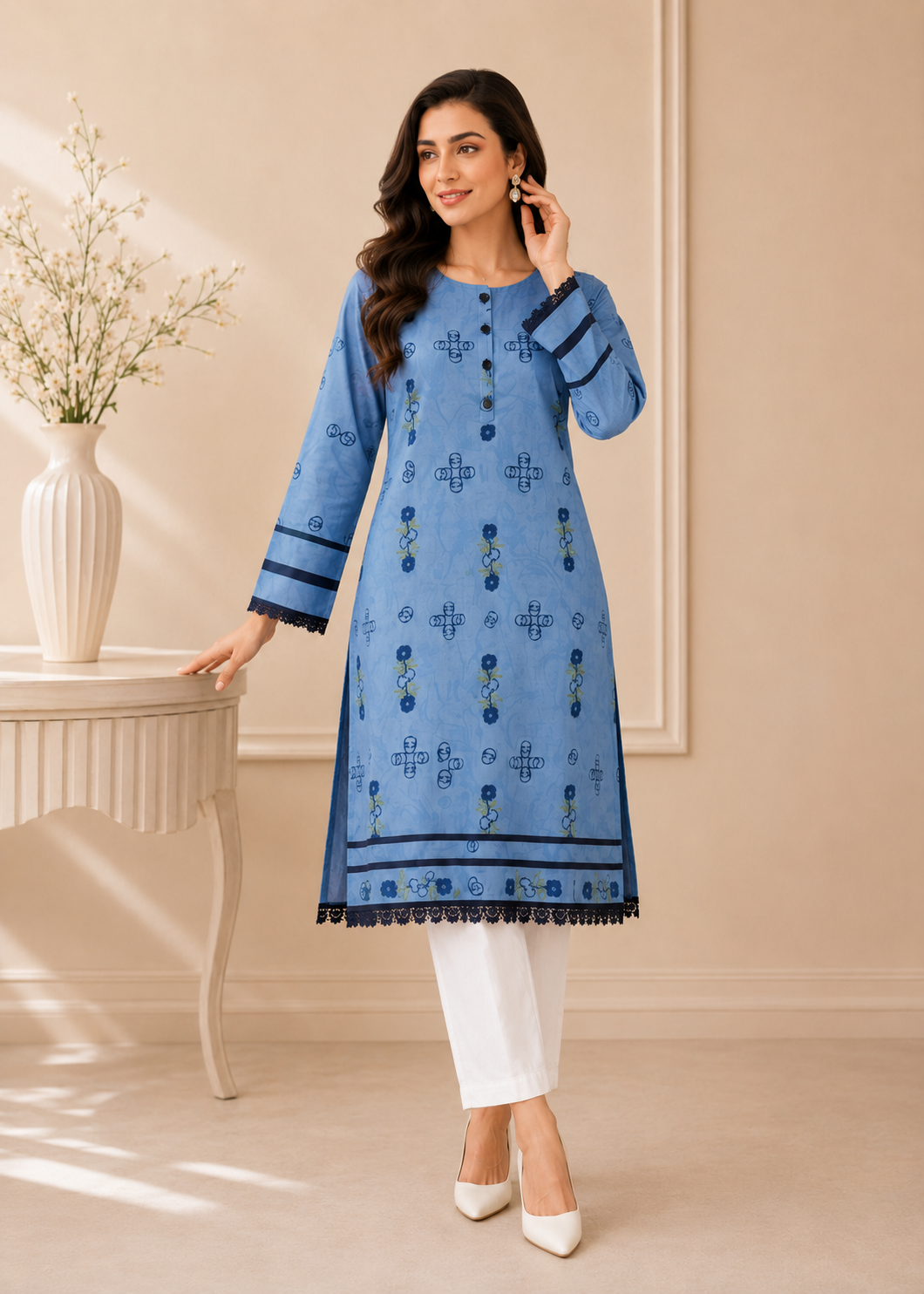 lawn Unstitched in Light blue