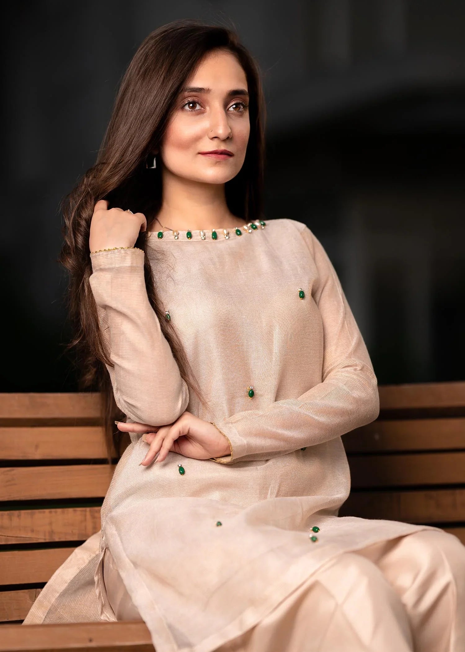 khaddi net Kurta Set in Goldenrod