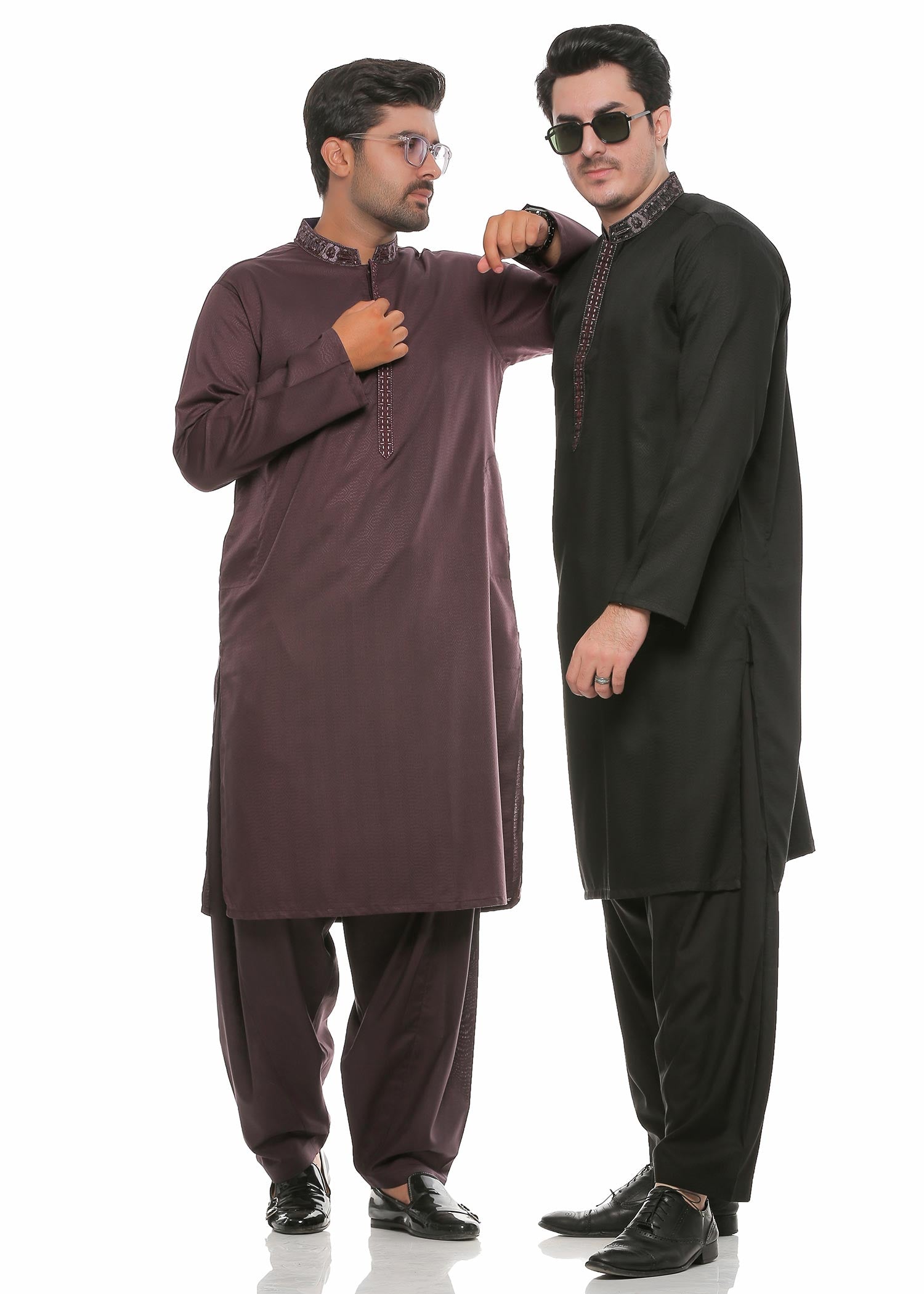 textured wash & wear Shalwar Kameez in Purple
