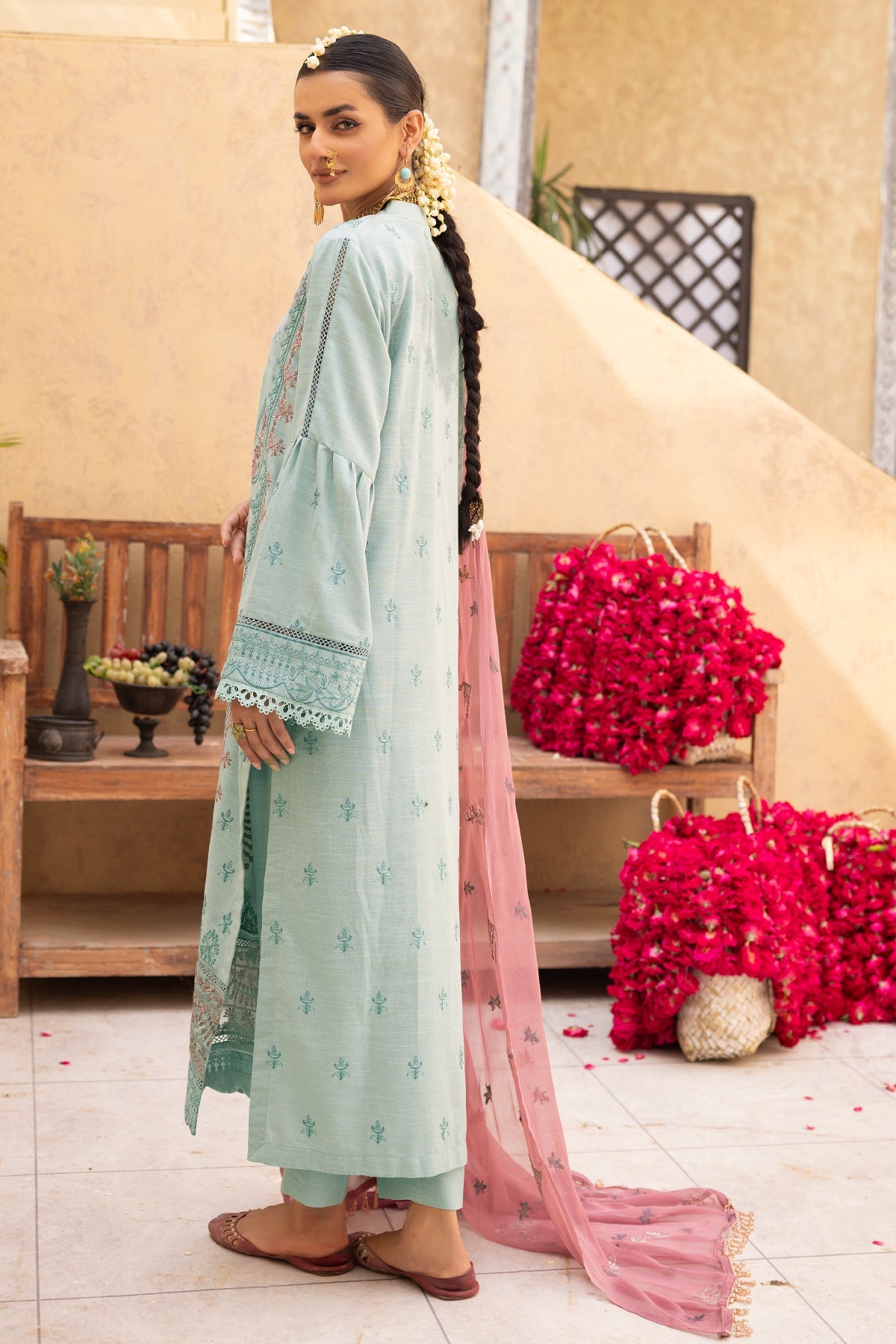karandi Unstitched in Powder blue