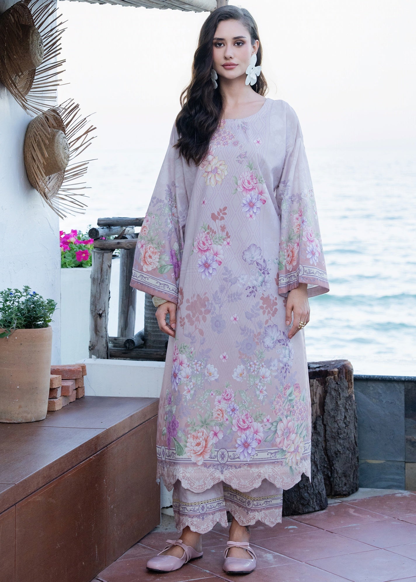 silk grip Kurta Set in Lavender