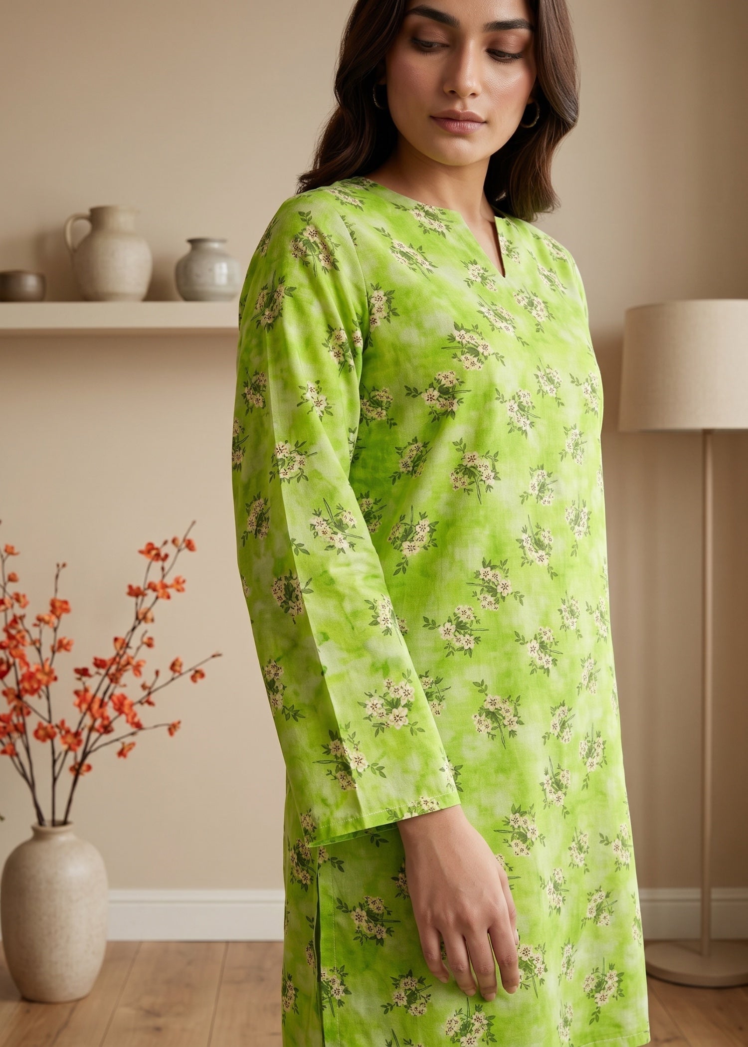 lawn cotton Kurti in Pastel green