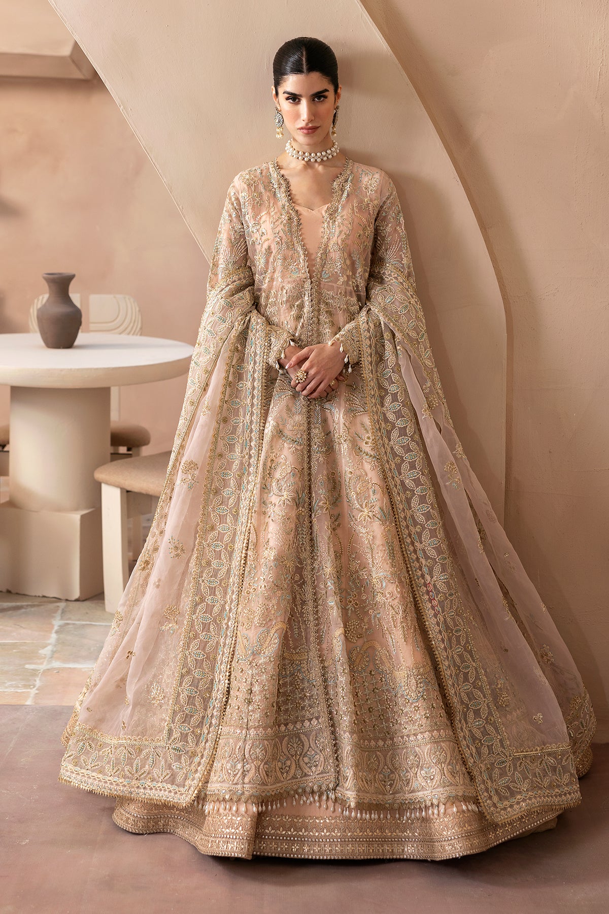 organza Gown in Peach orange