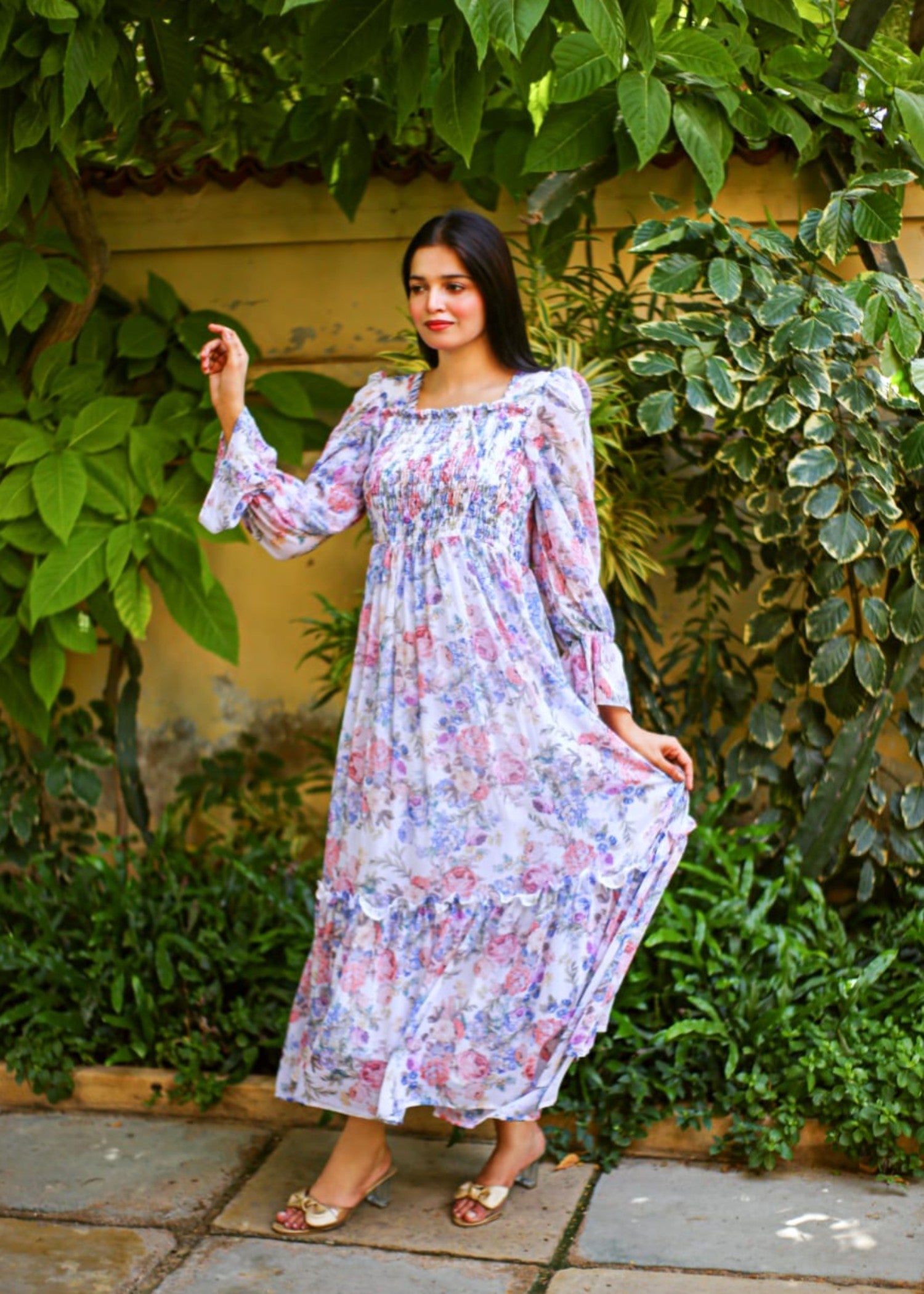 chiffon Maxi in Red, white, blue