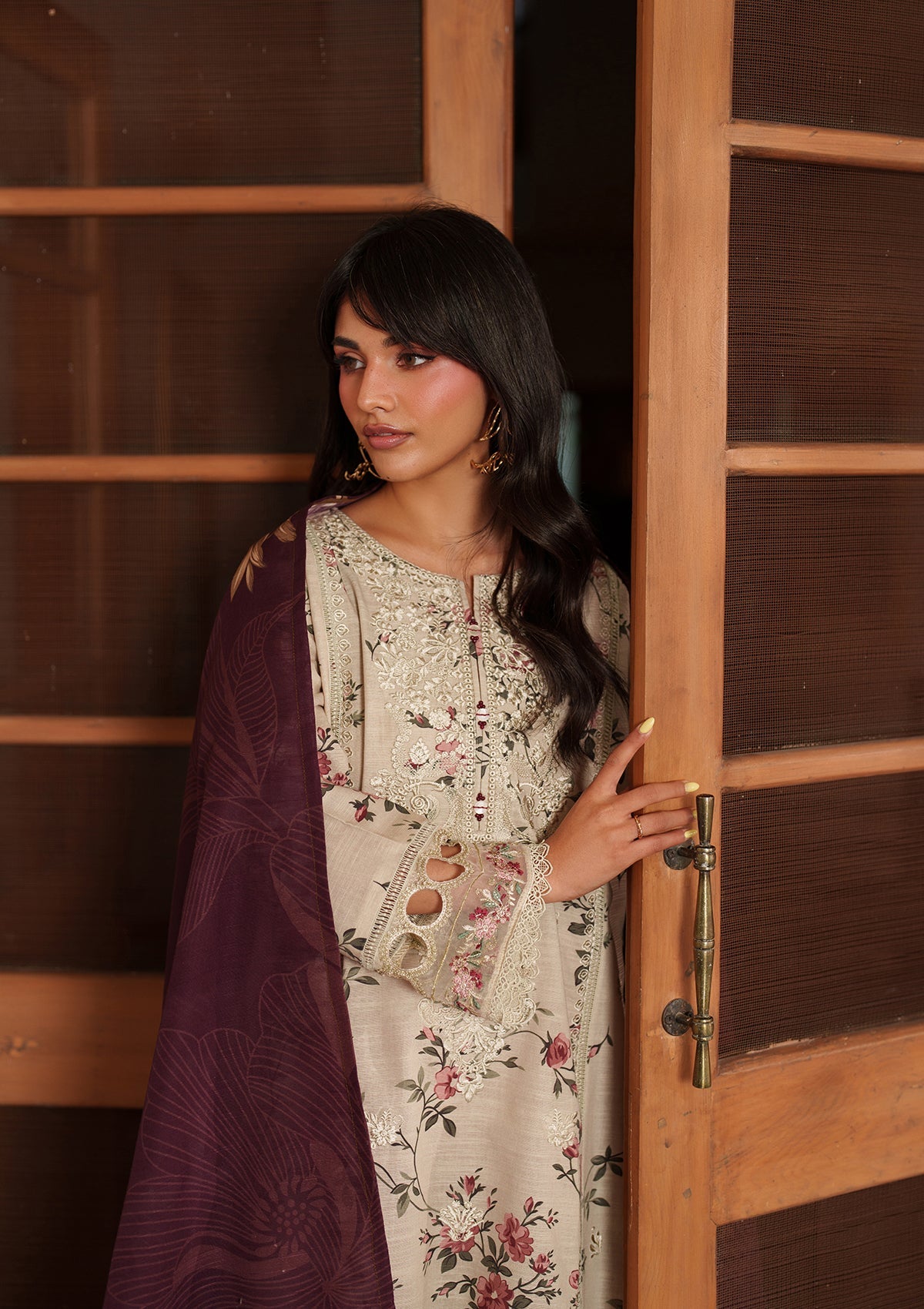 lawn Kurta Set in Alabaster