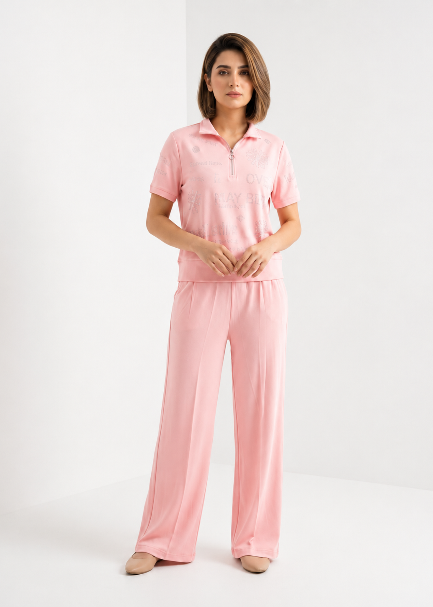 cotton viscose Co Ord Sets in Blush pink