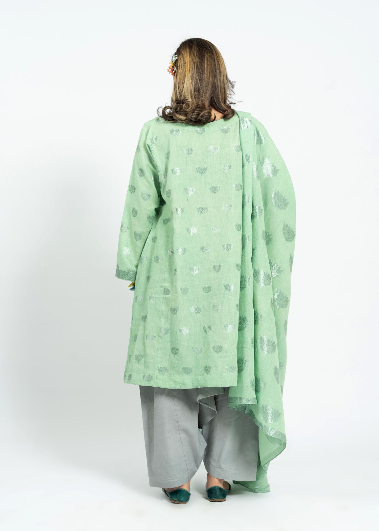 jacquard Short Frock in Green