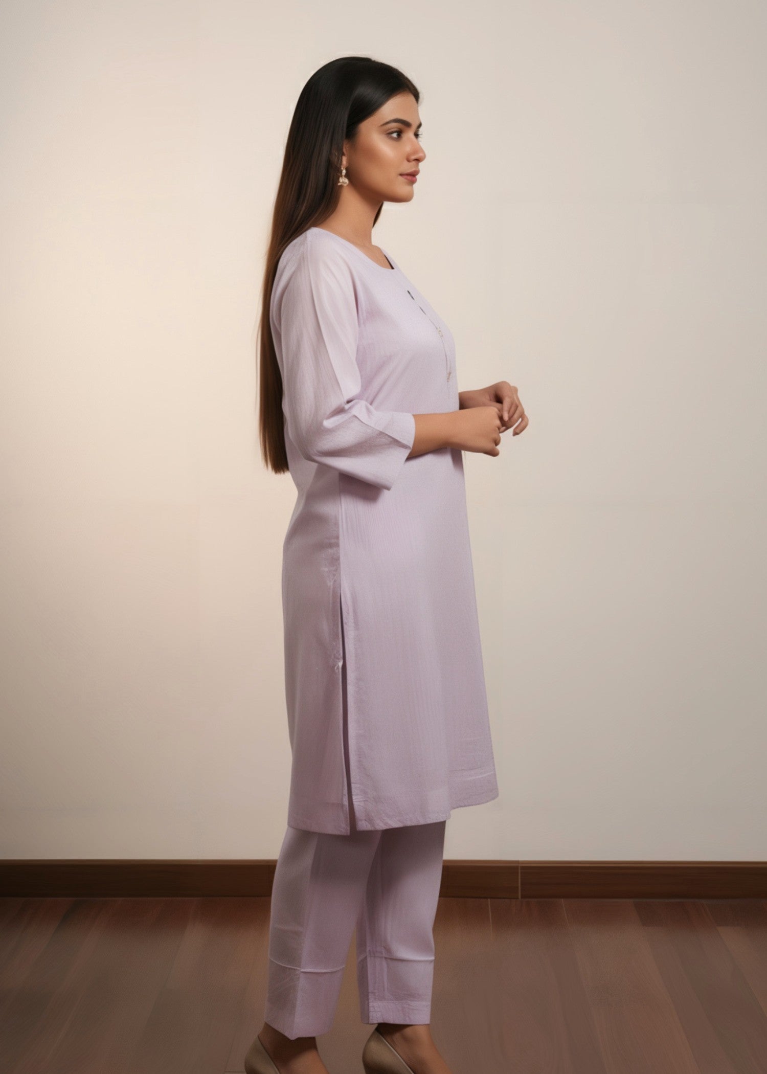 cotton Kurta Set in Lilac