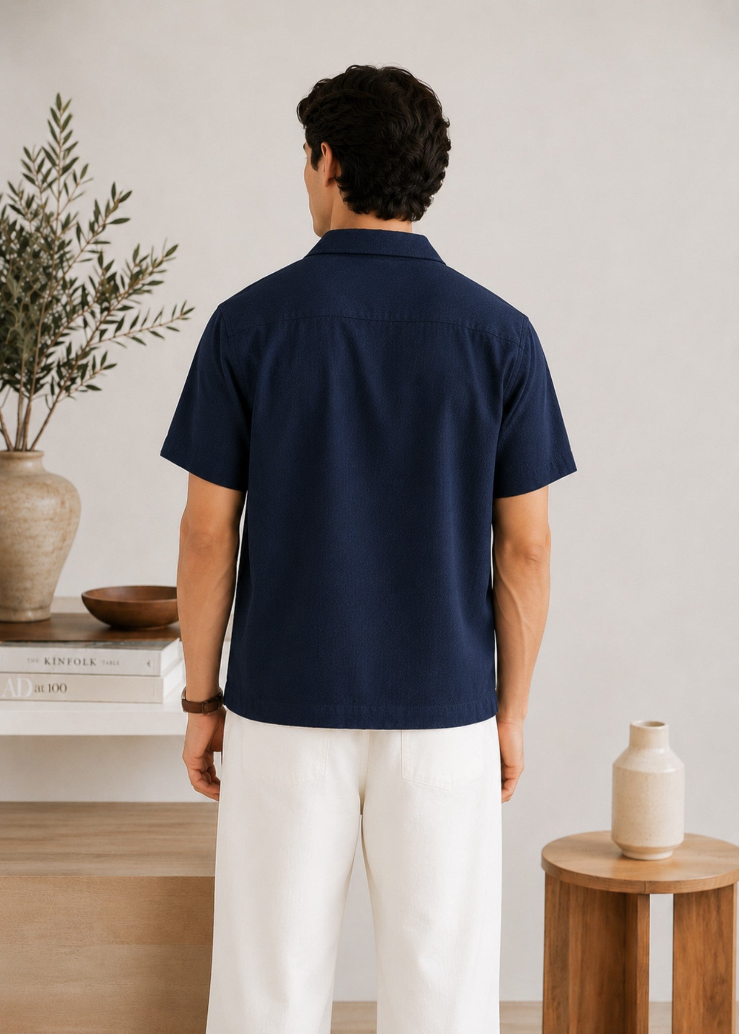 cotton jersey Casual Shirt in Navy blue