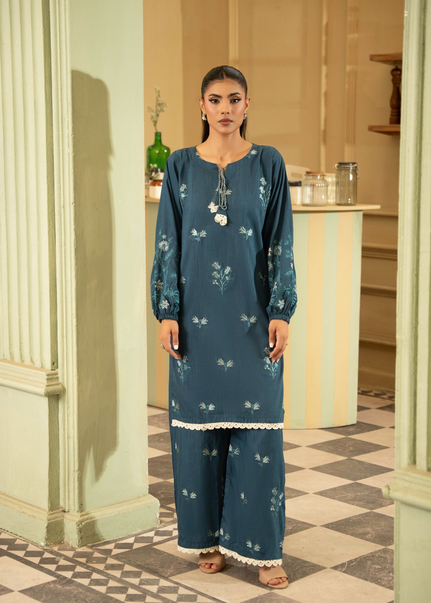 khaddar Co Ord Sets in Teal