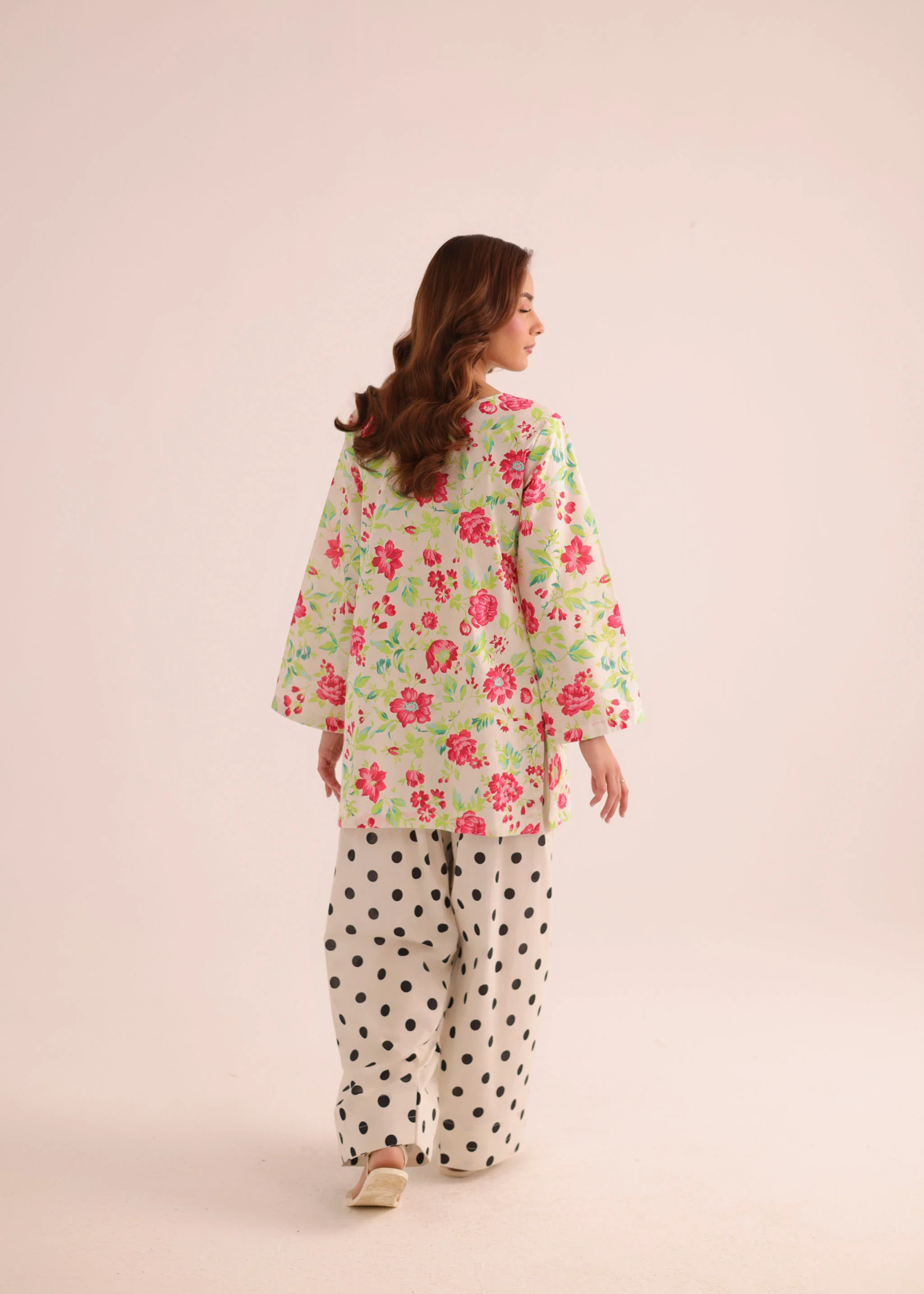 poly lawn Kurta Set in Yellow green