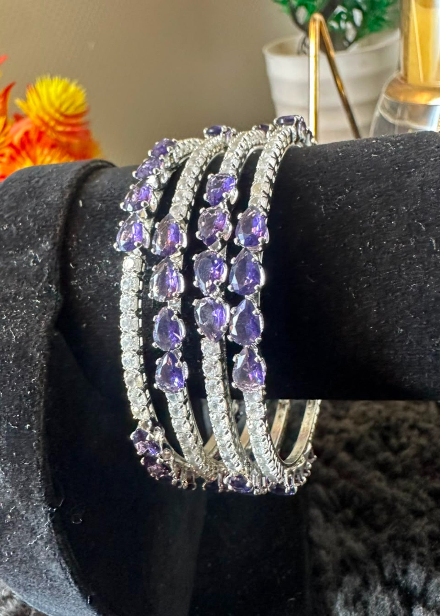 Bangles in Silver, royal purple Color by - Trendy Women Bangles IIQ9426