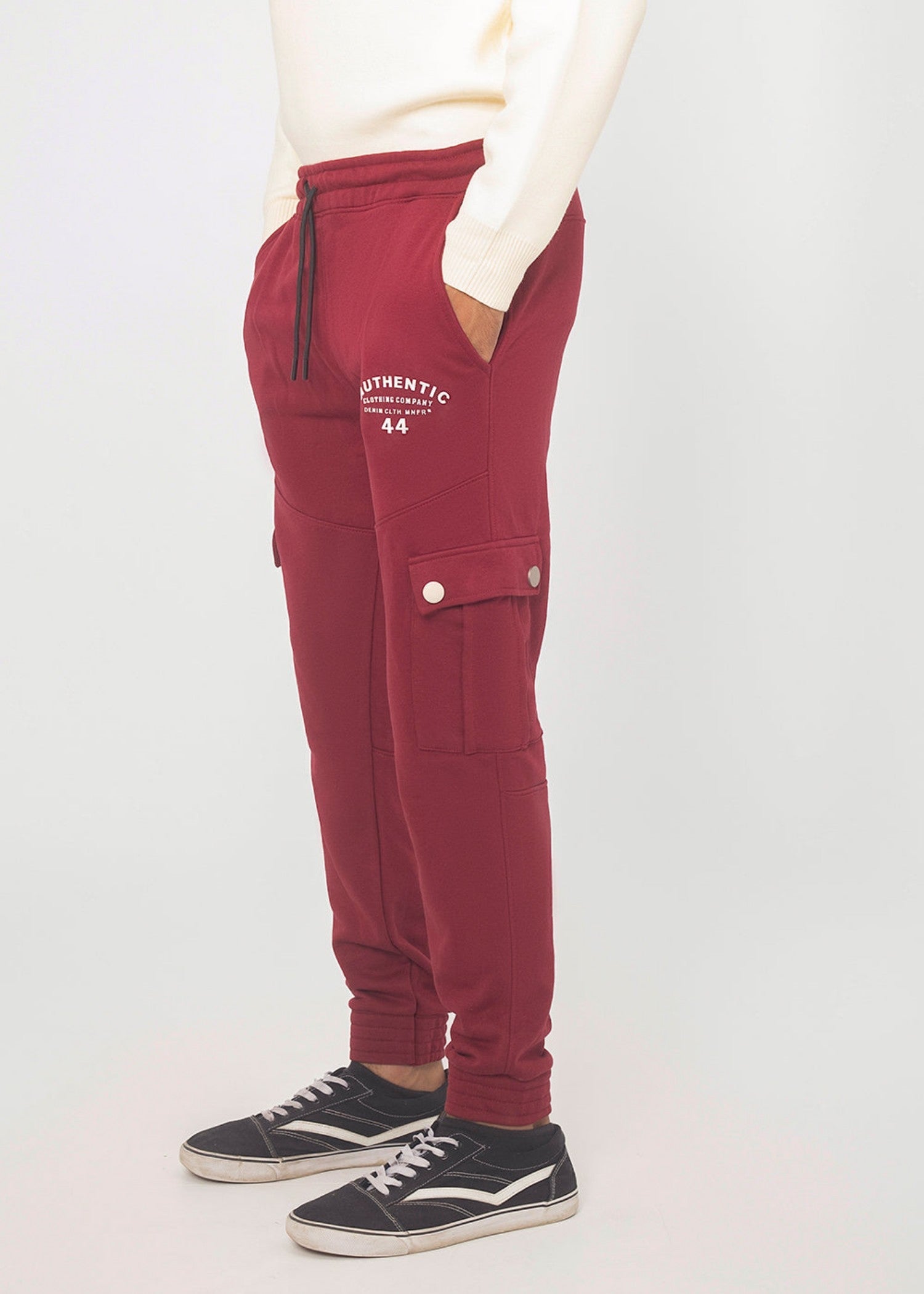 interlock knit Trousers in Maroon