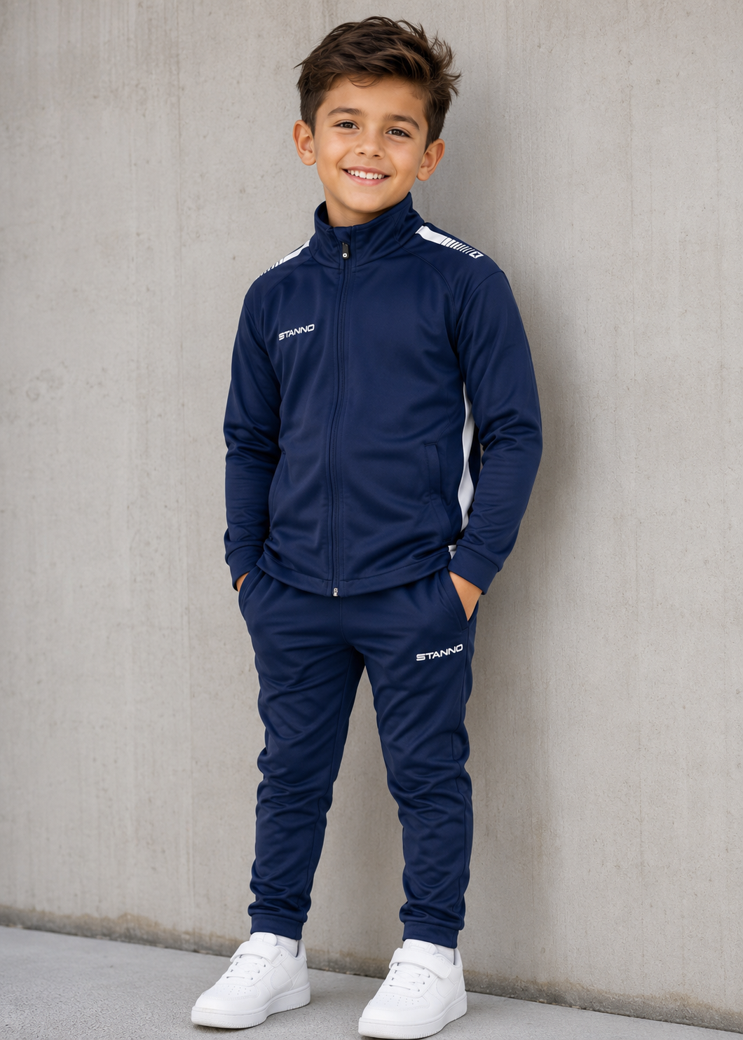 polyester Jacket in Navy blue, white
