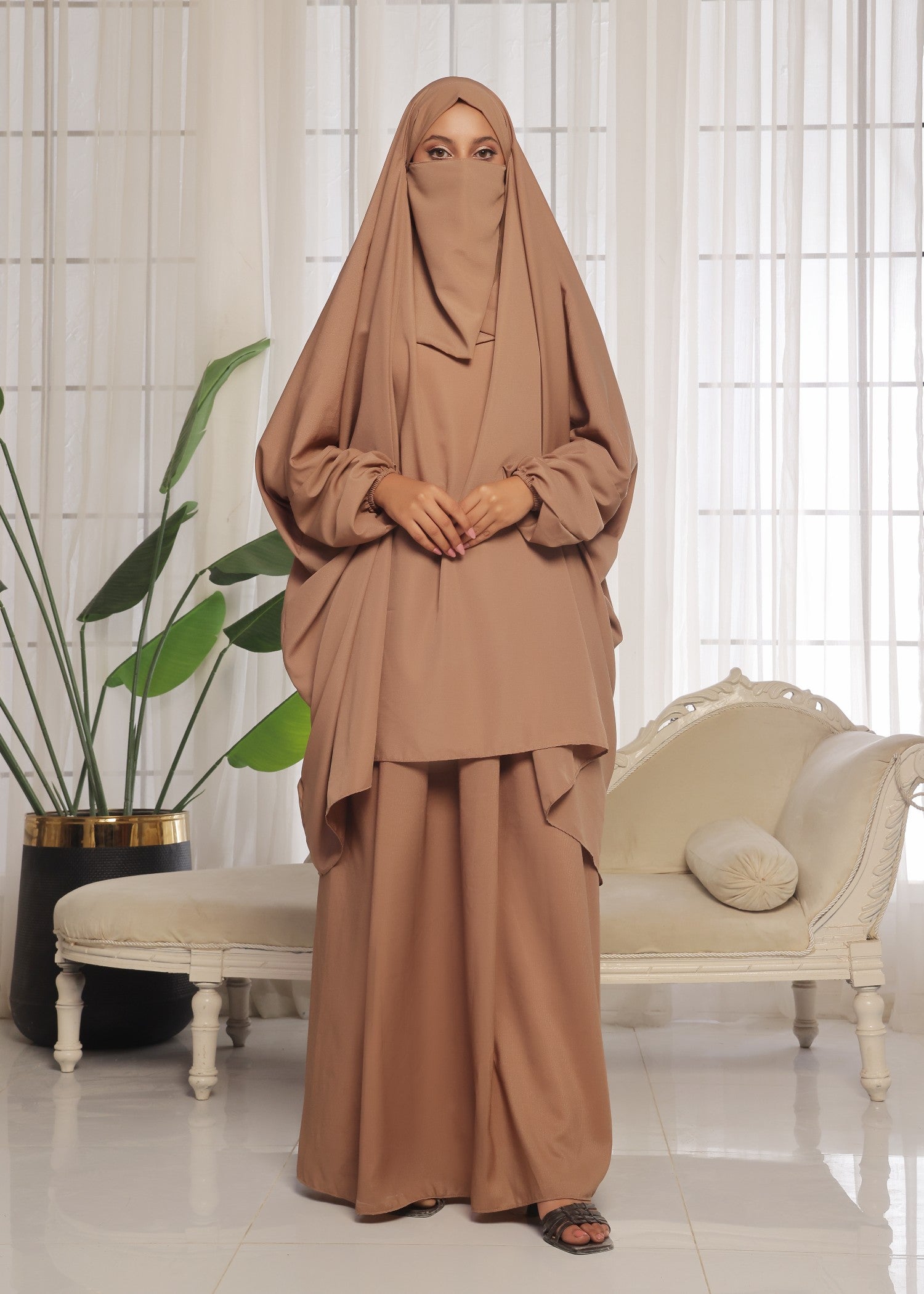 georgette Jilbab in Beige