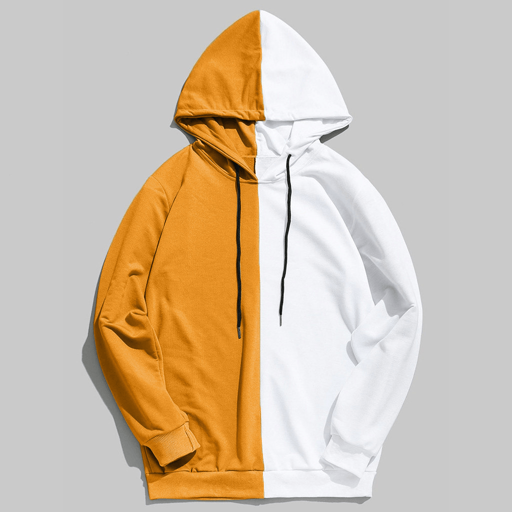 Solid Color Men'S Hooded Stitching Sweater