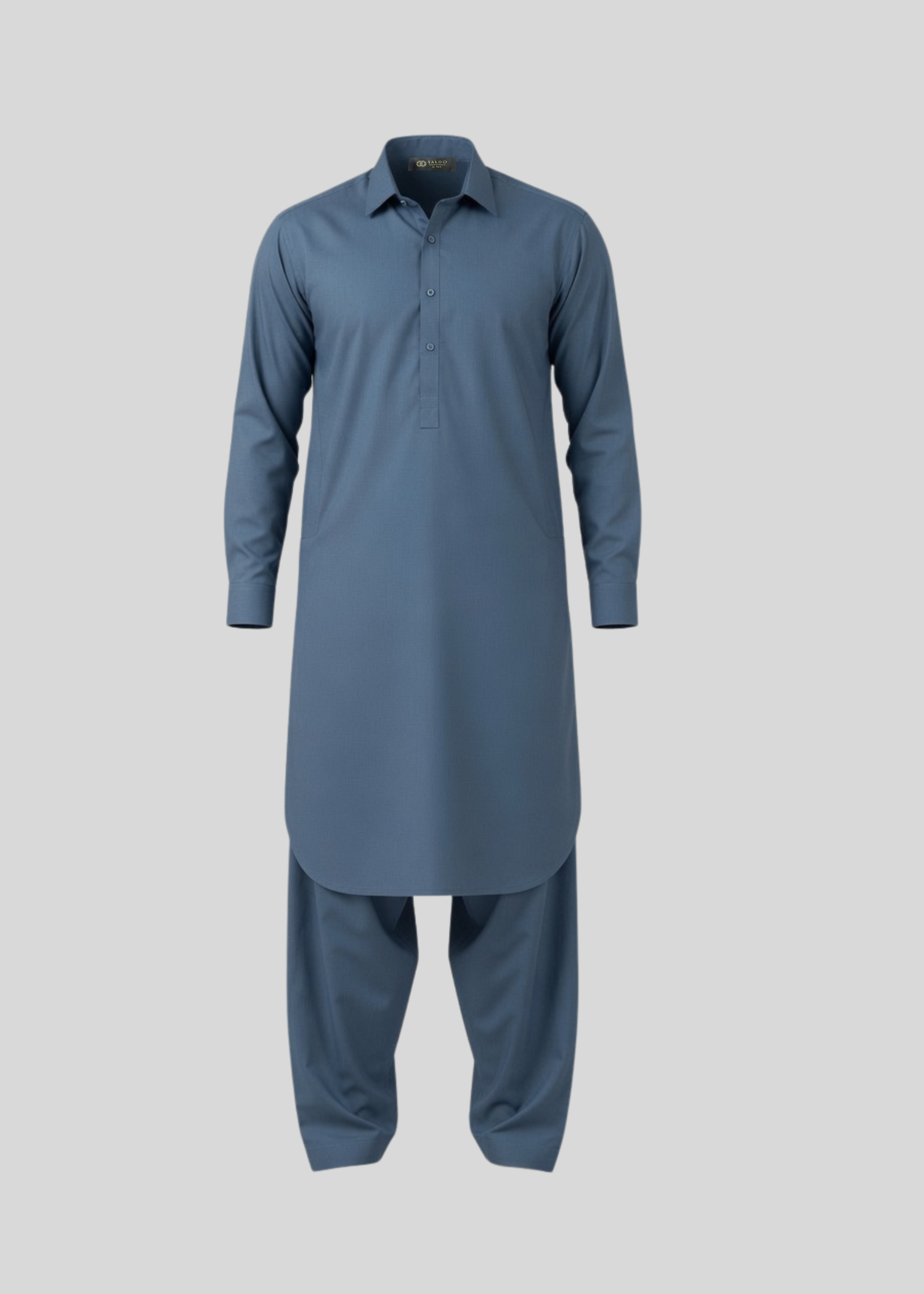 wash & wear Shalwar Kameez in Prussian blue - view 7