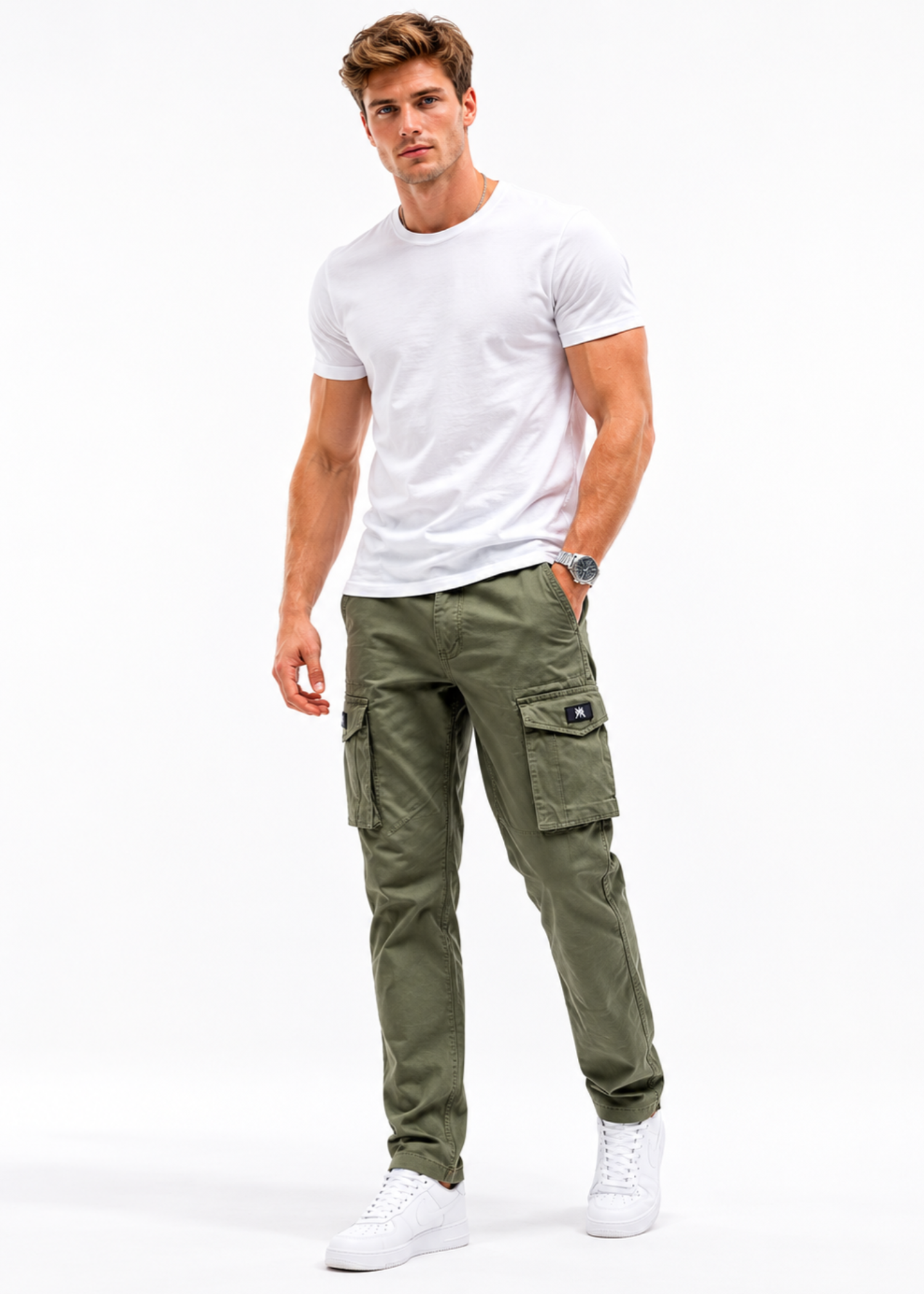 twill cotton Pants in Olive green by Xtramile Official