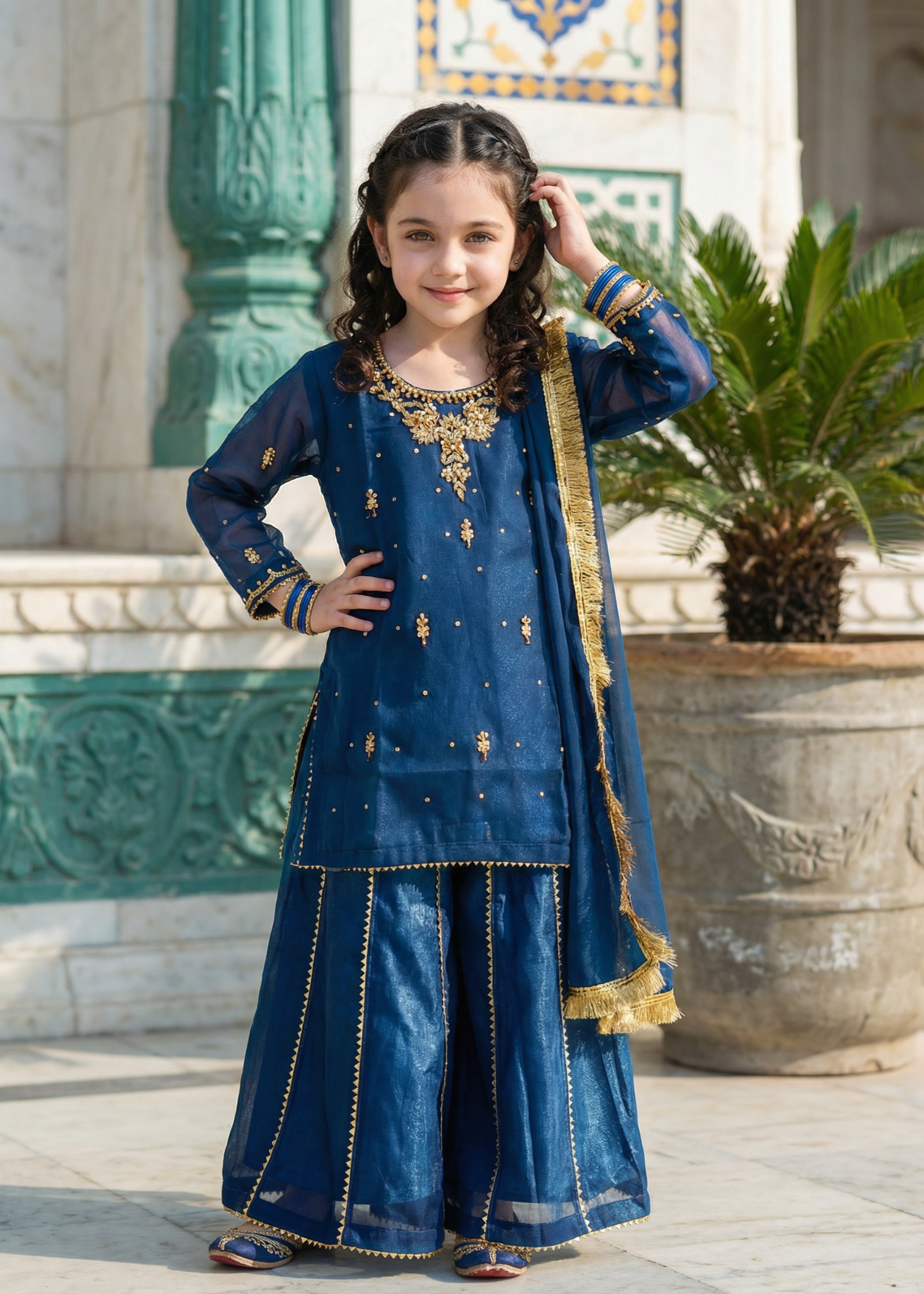 chiffon Sharara in Royal blue