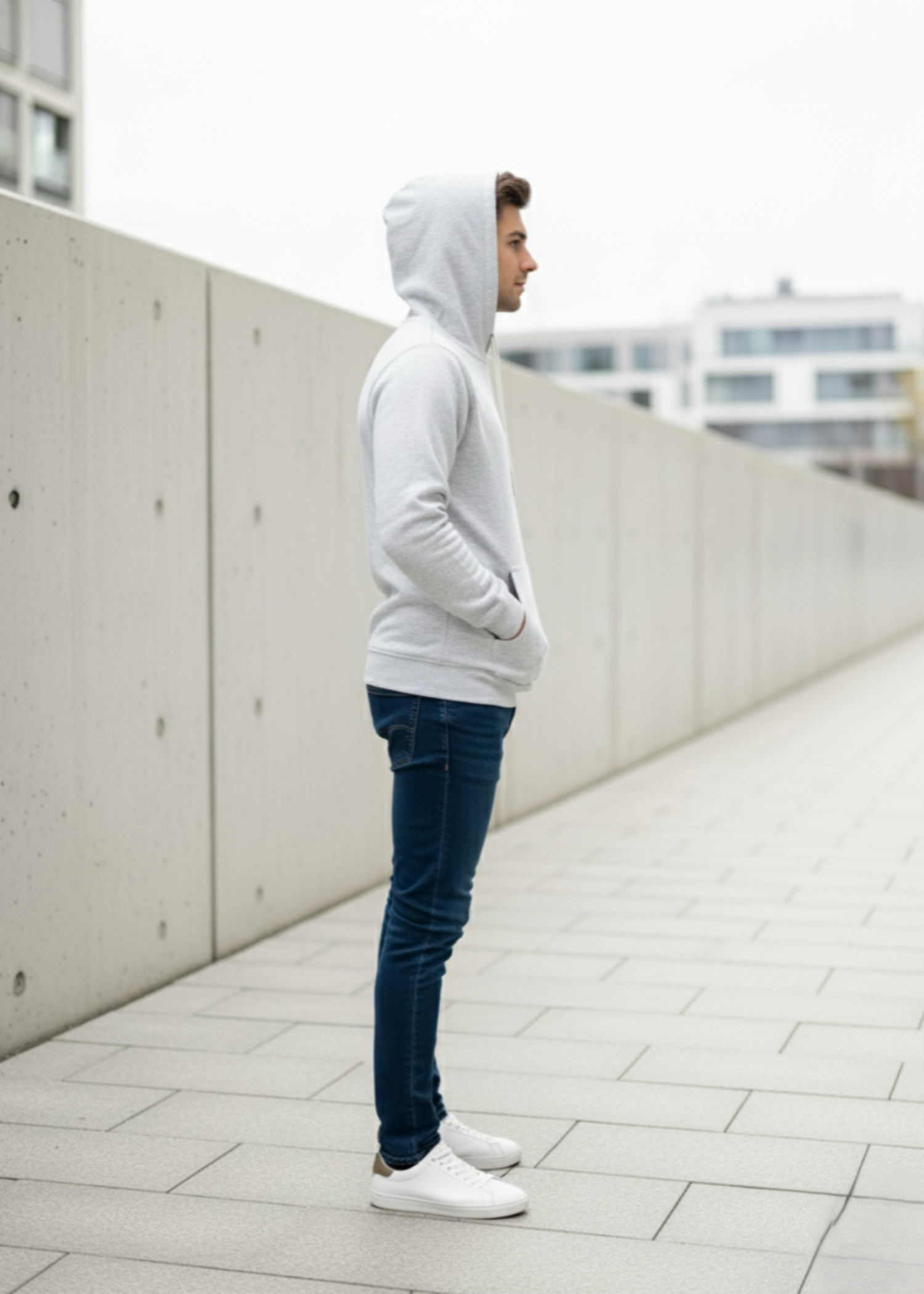 polycotton Hoodie in Light grey