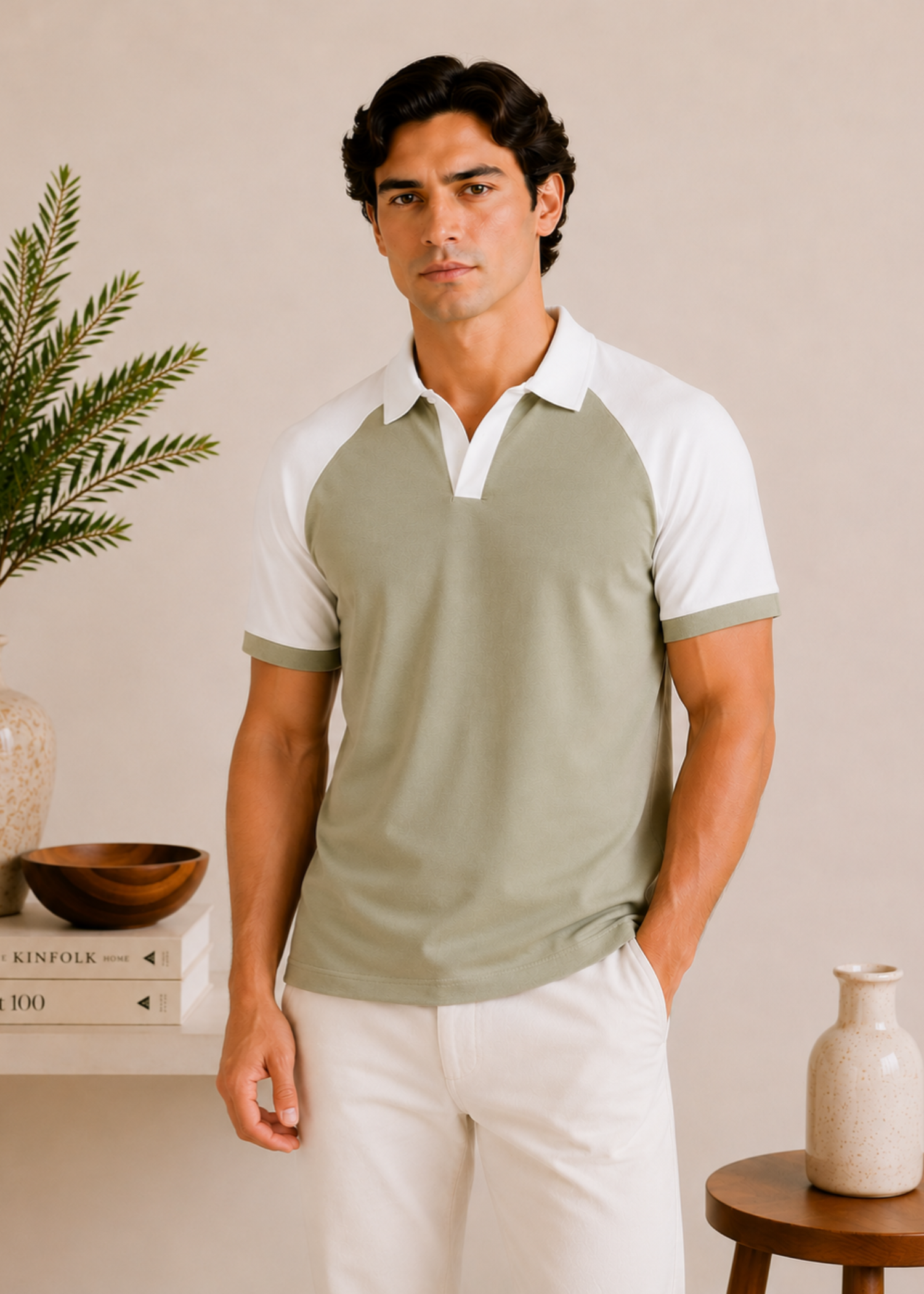 cotton pique Polo Shirt in Mint green, white