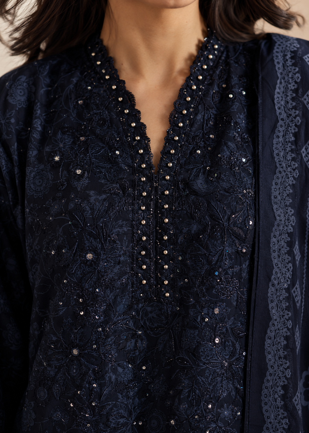 cotton Kurta Set in Black, charcoal black, coal