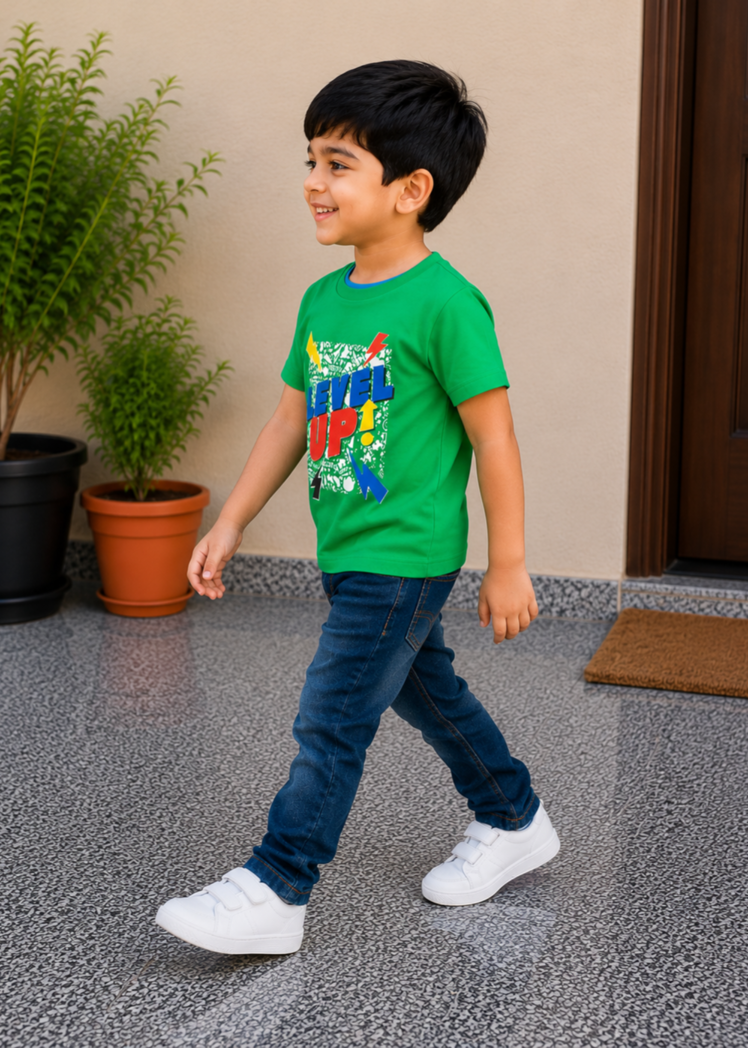 cotton jersey T Shirt in Forest green