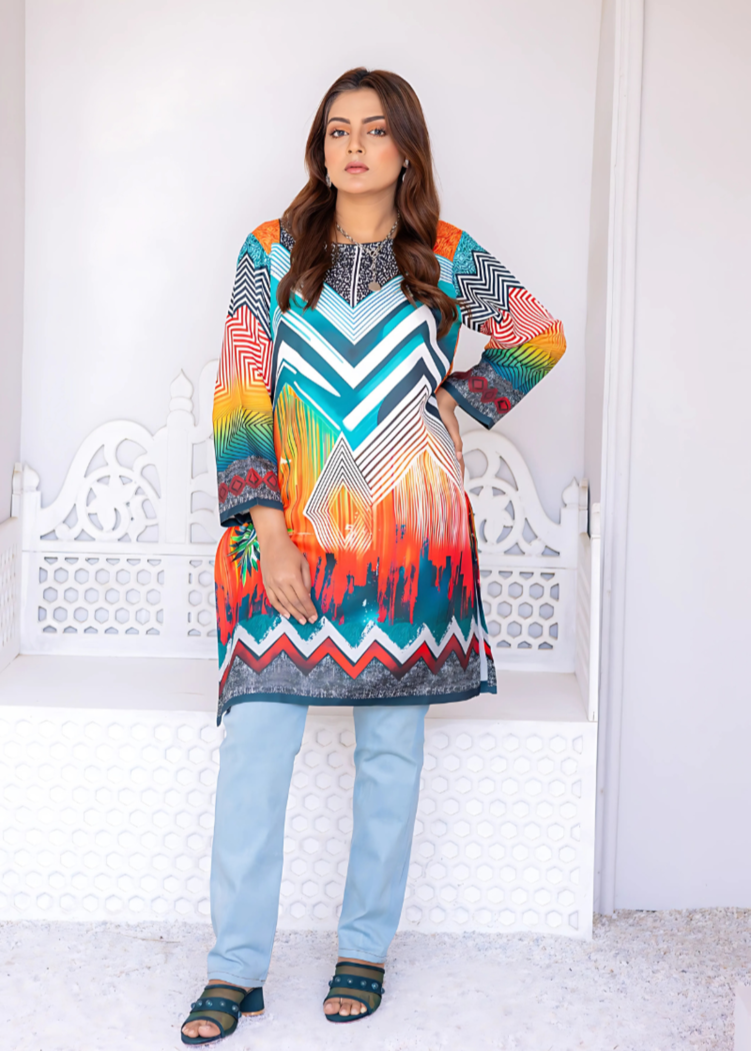 herringbone Kurti in Multi